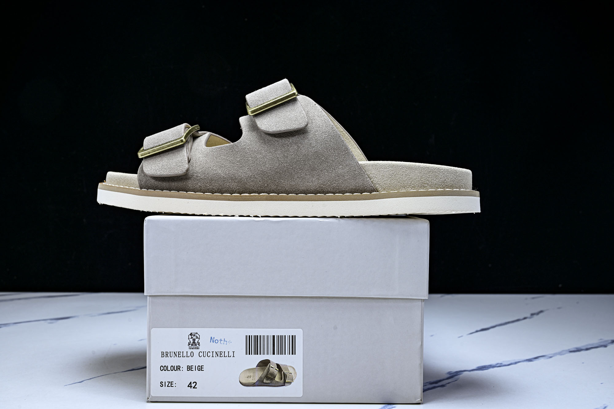 Brunello Cucinelli 男士帆布 绒面革 二字拖鞋_4 YZ006✦w1.版本 Brune