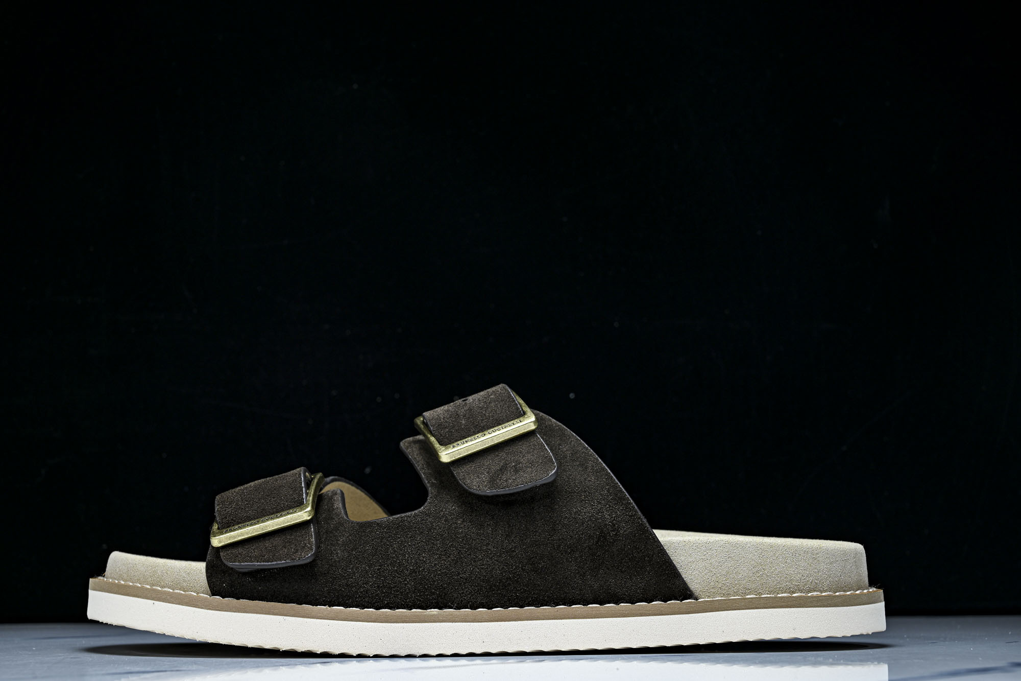 Brunello Cucinelli 男士帆布 绒面革 二字拖鞋_5YZ006✦w1.版本 Brunel
