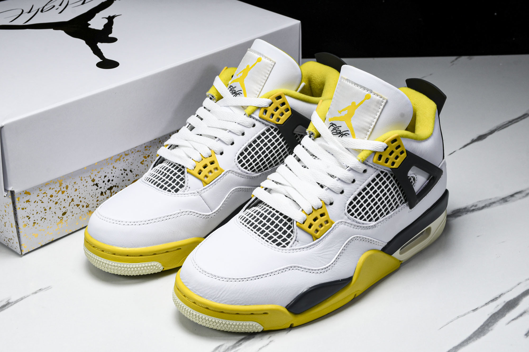 Air Jordan 4 Retro 白雷公 白黄 AQ9129-101 #YZ015大厂出品原楦原纸板