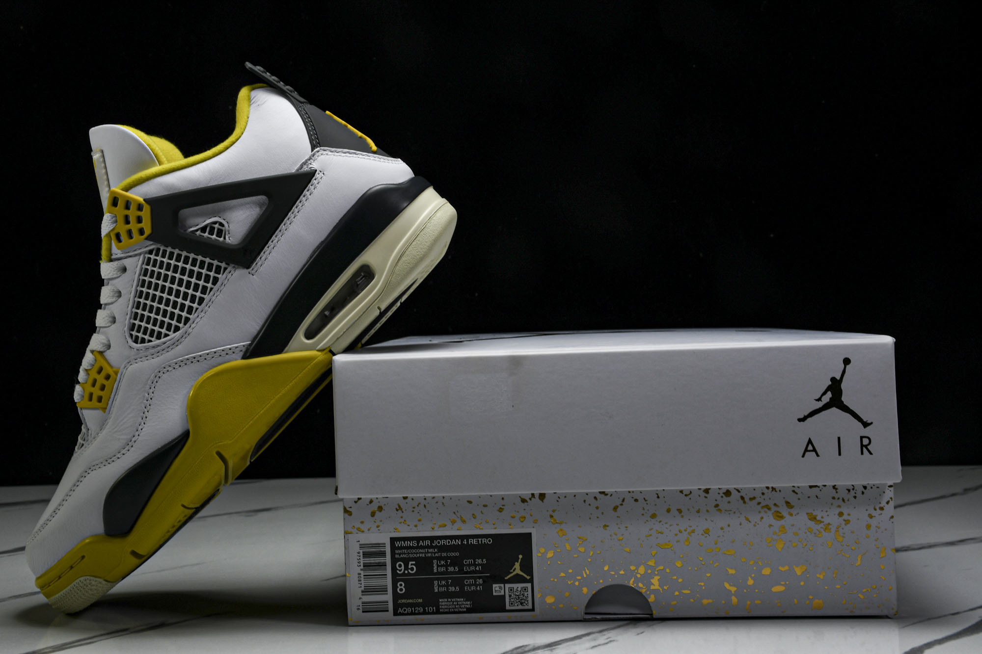Air Jordan 4 Retro 白雷公 白黄 AQ9129-101 #YZ015大厂出品原楦原纸板