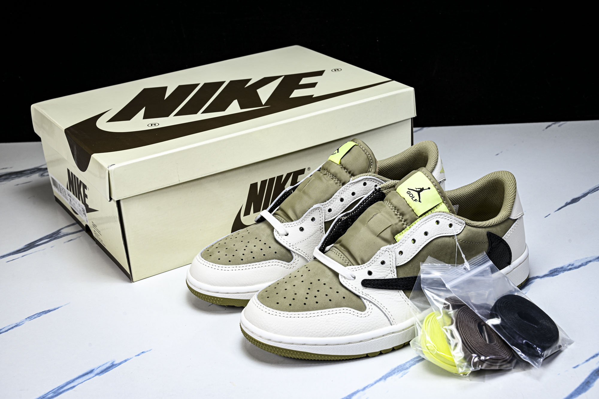 Travis Scott x Air Jordan 1 Low Golf NRG 低帮白棕 高尔夫 FZ
