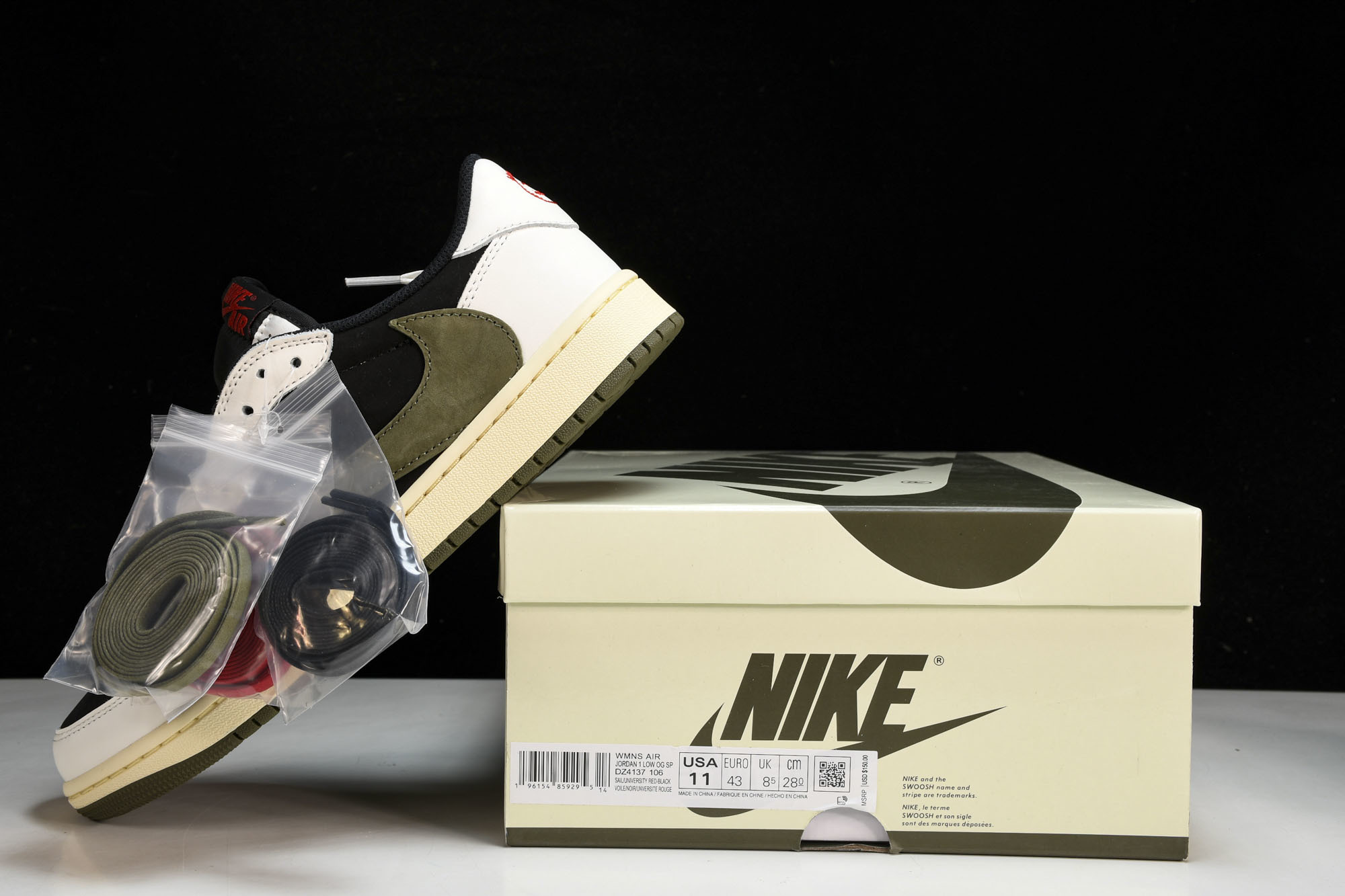 Travis Scott x Air Jordan 1 Low OG WMNS“Olive”橄榄绿 倒钩