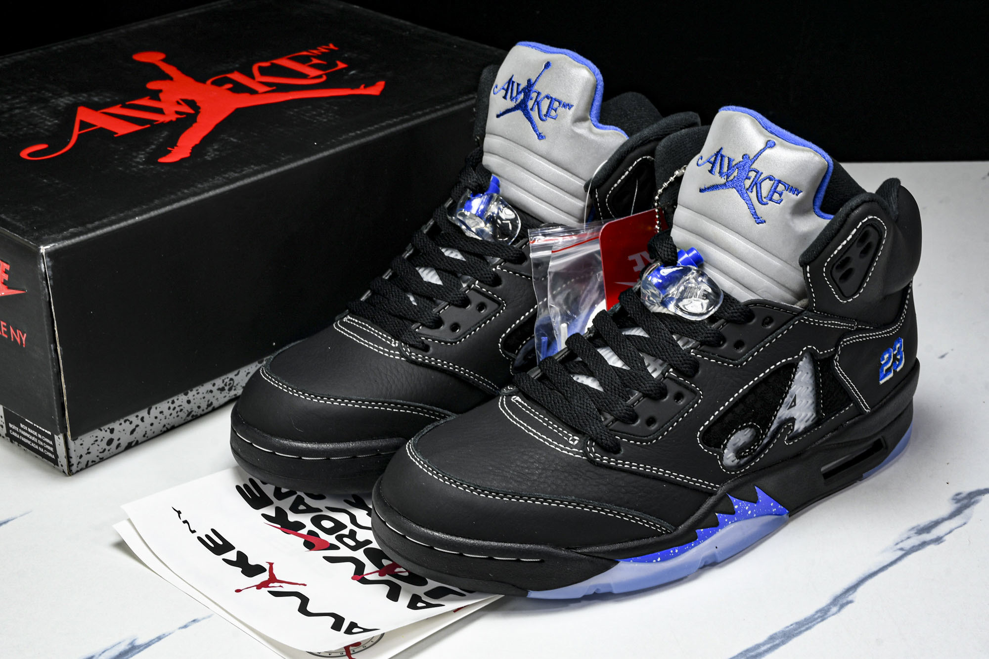 Awake NY x Air Jordan 5 联名款黑蓝 DV4982-004 #YZ015大厂出品原
