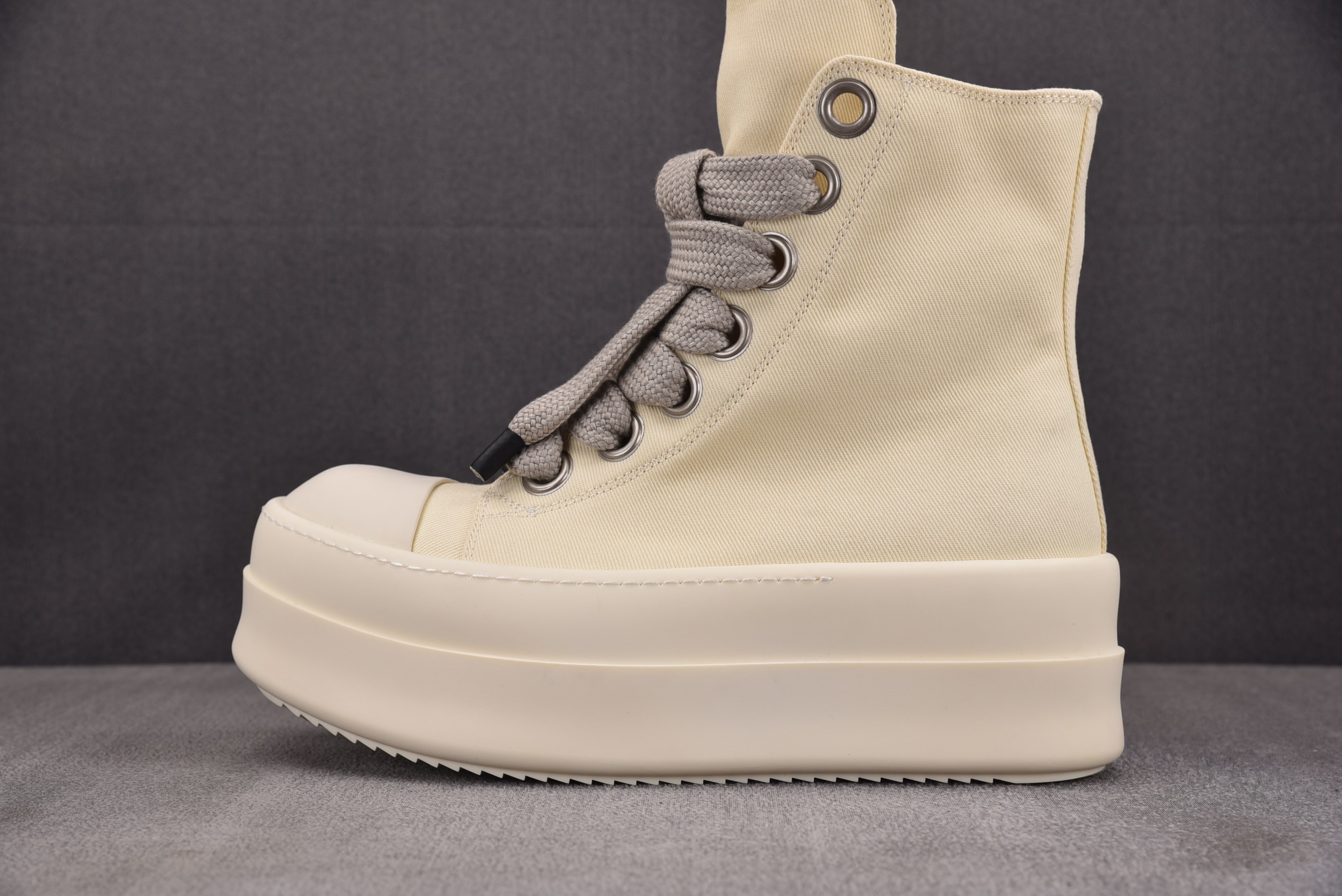 RICK OWENS_RO 厚底奶白 帆布条纹 YZ022-136-46