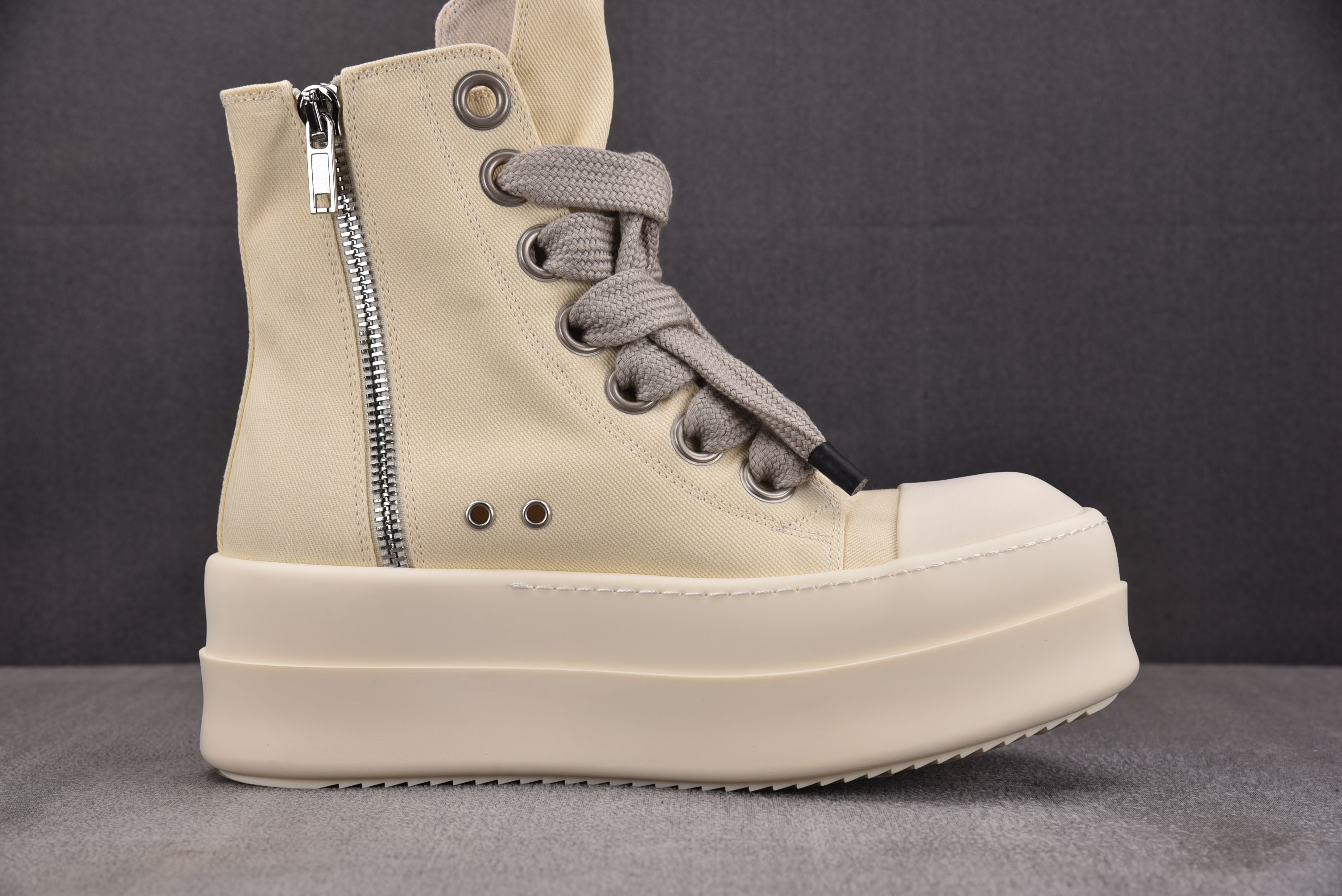 RICK OWENS_RO 厚底奶白 帆布条纹 YZ022-136-46