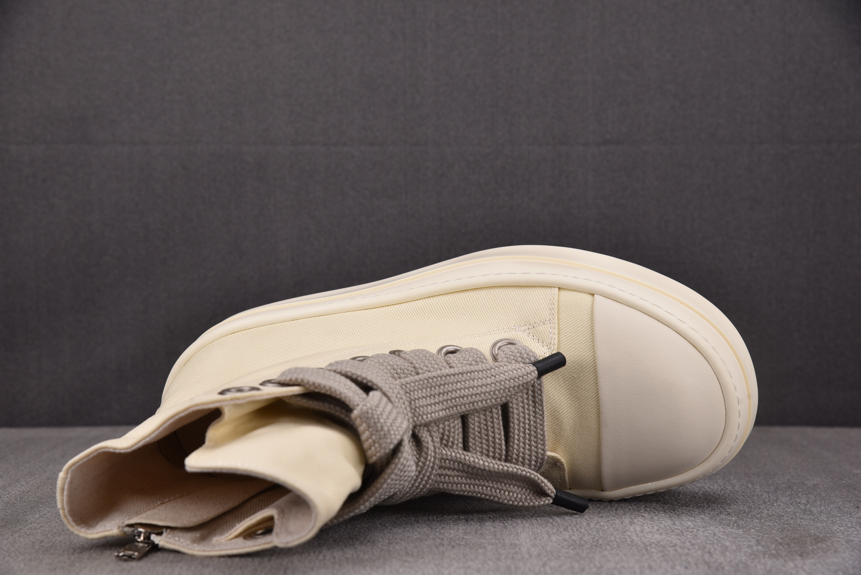RICK OWENS_RO 厚底奶白 帆布条纹 YZ022-136-46