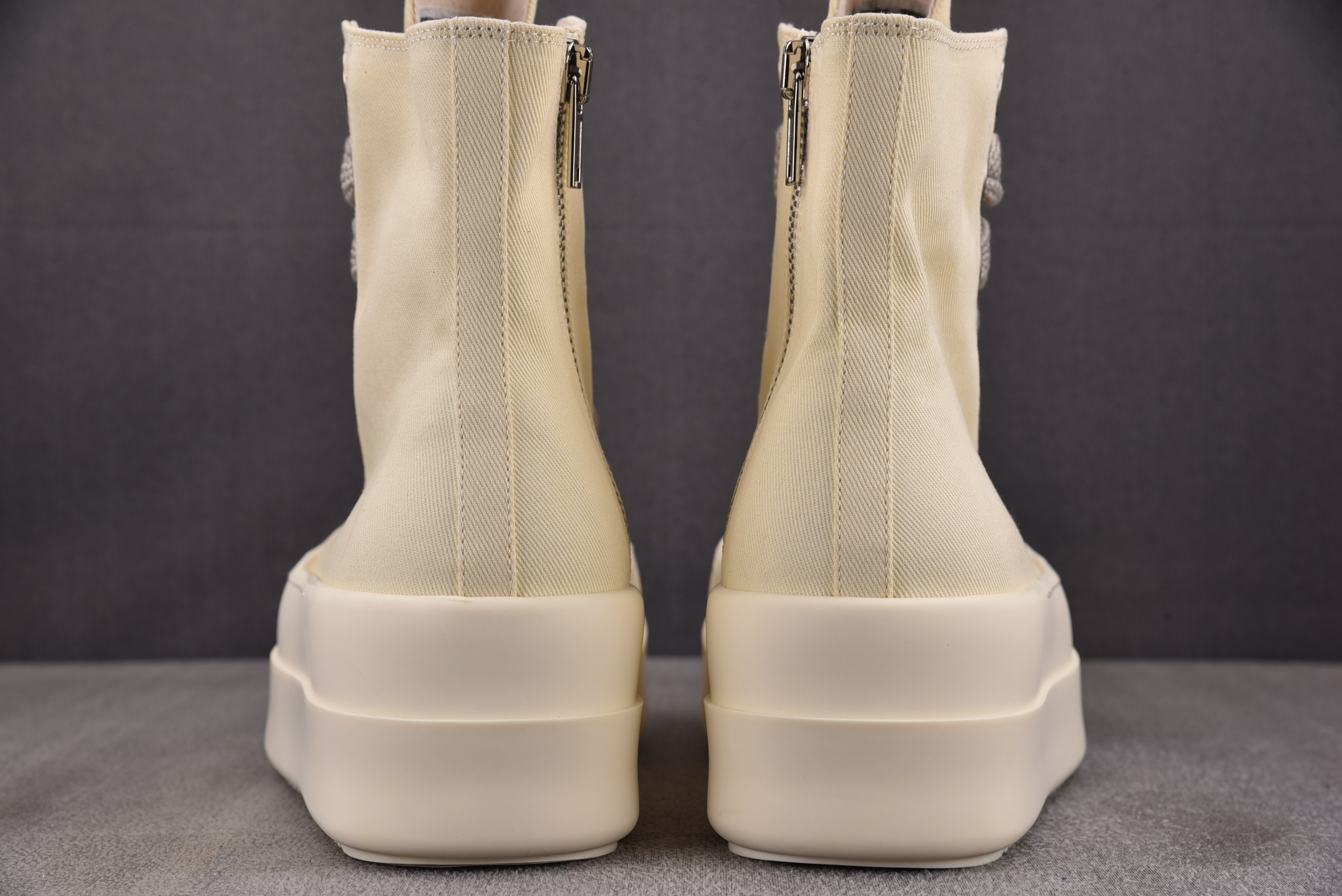 RICK OWENS_RO 厚底奶白 帆布条纹 YZ022-136-46