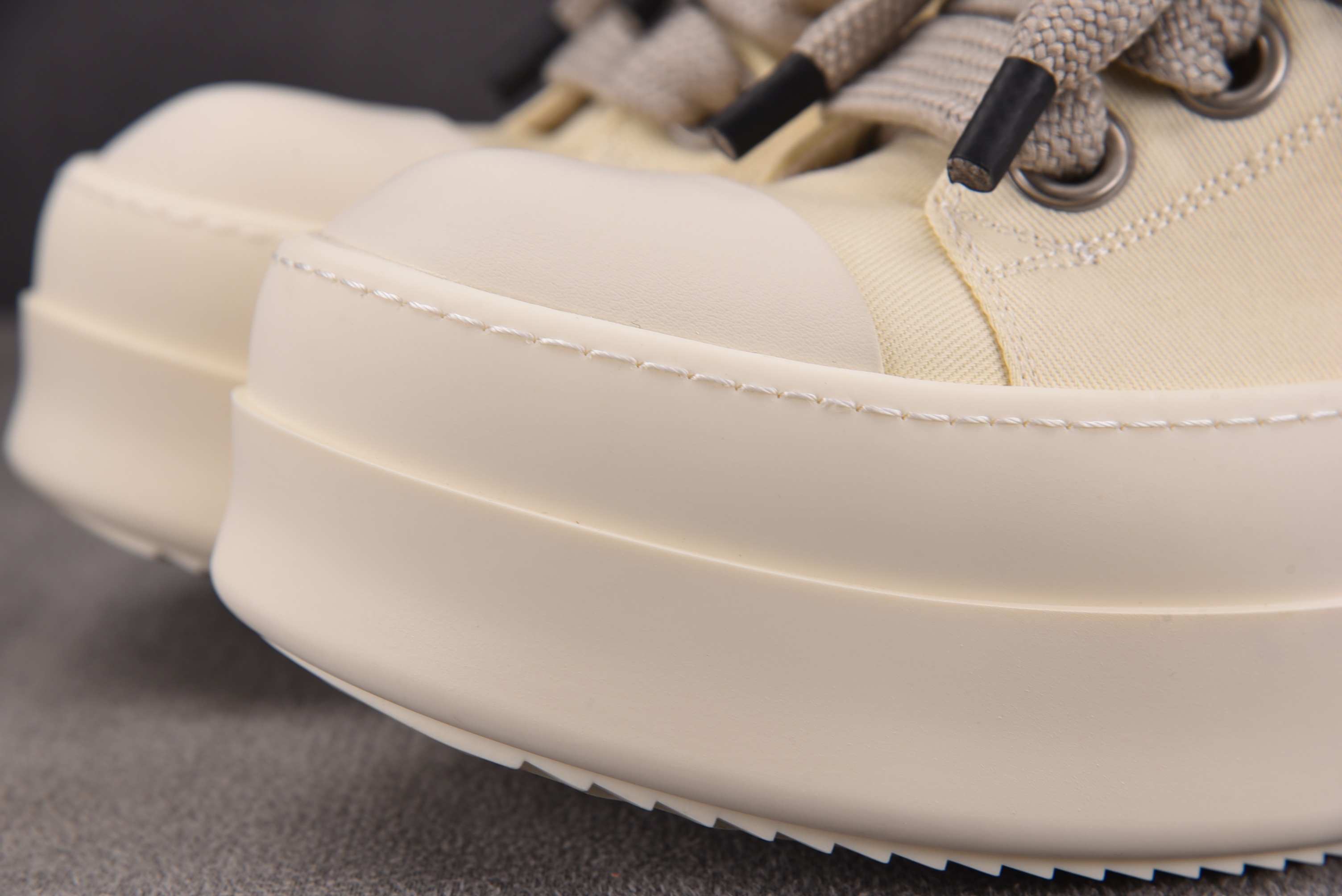 RICK OWENS_RO 厚底奶白 帆布条纹 YZ022-136-46