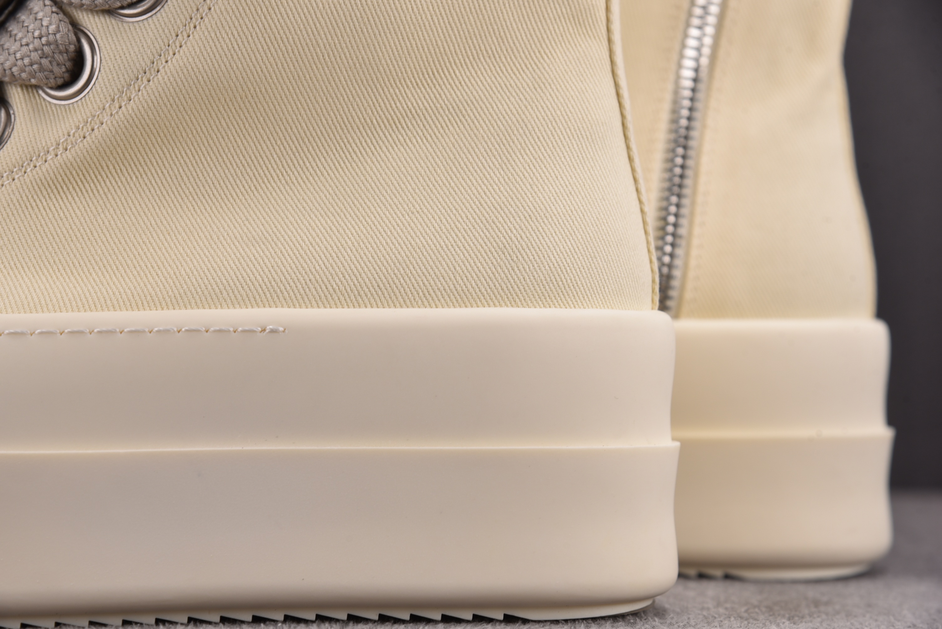 RICK OWENS_RO 厚底奶白 帆布条纹 YZ022-136-46