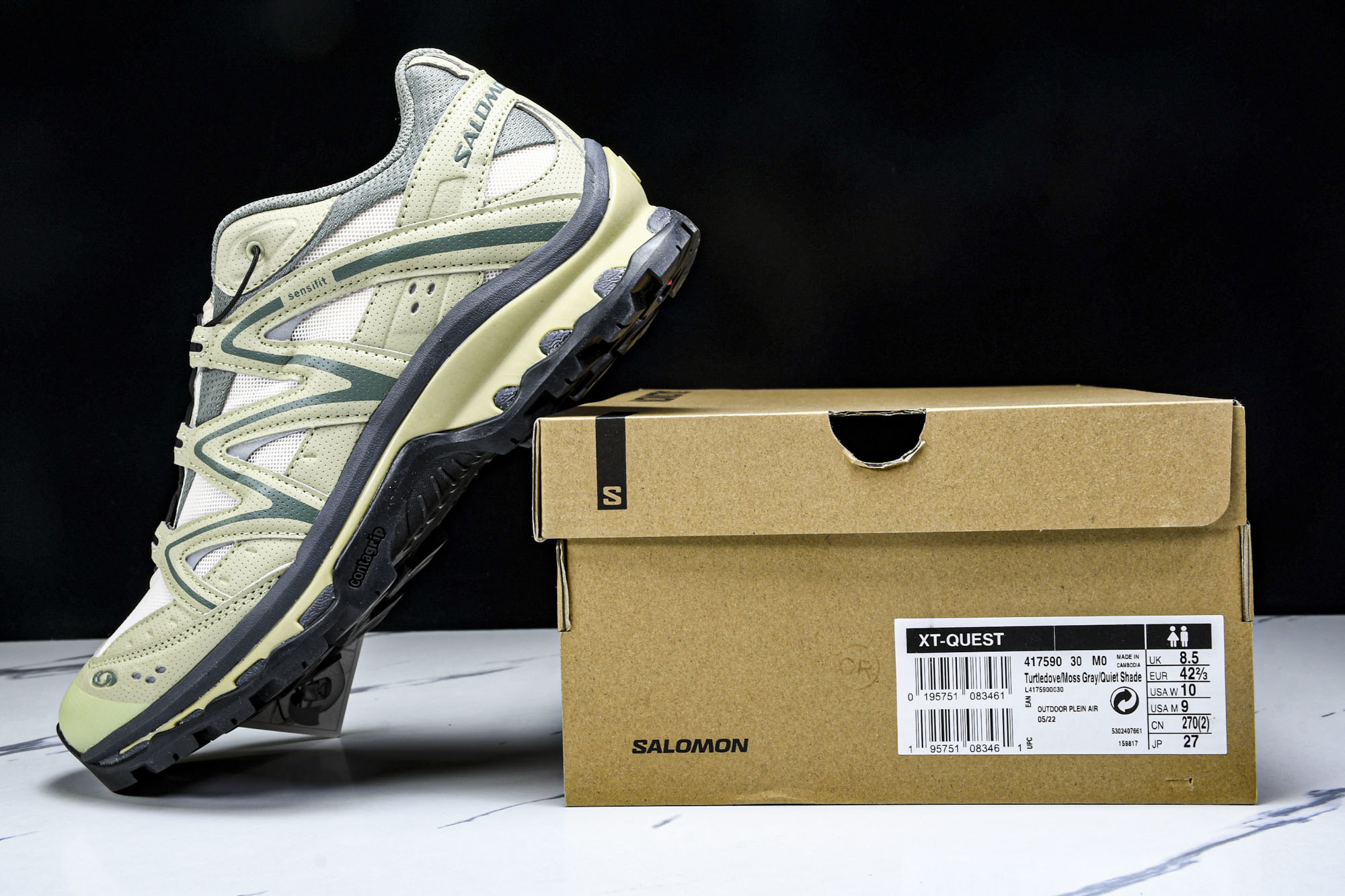 GXP Salomon XT-QUEST ADV黑白斑鸠杏色复古机能功能户外跑步鞋 斑鸠绿  30 #Y