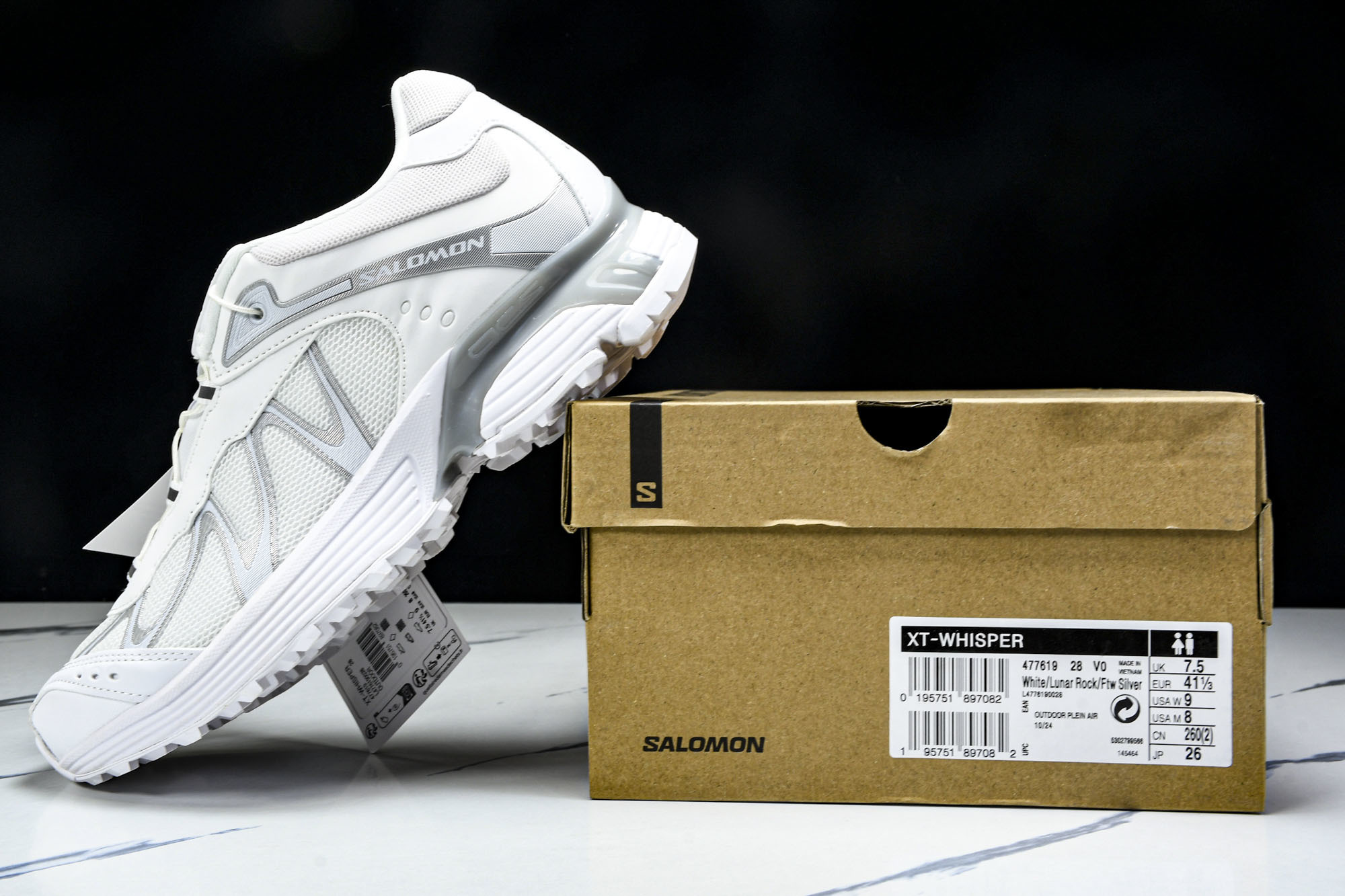 SALOMON萨洛蒙 XT-WHISPER 舒适百搭耐磨轻便 低帮 休闲越野训练城市通勤跑步鞋 白色  