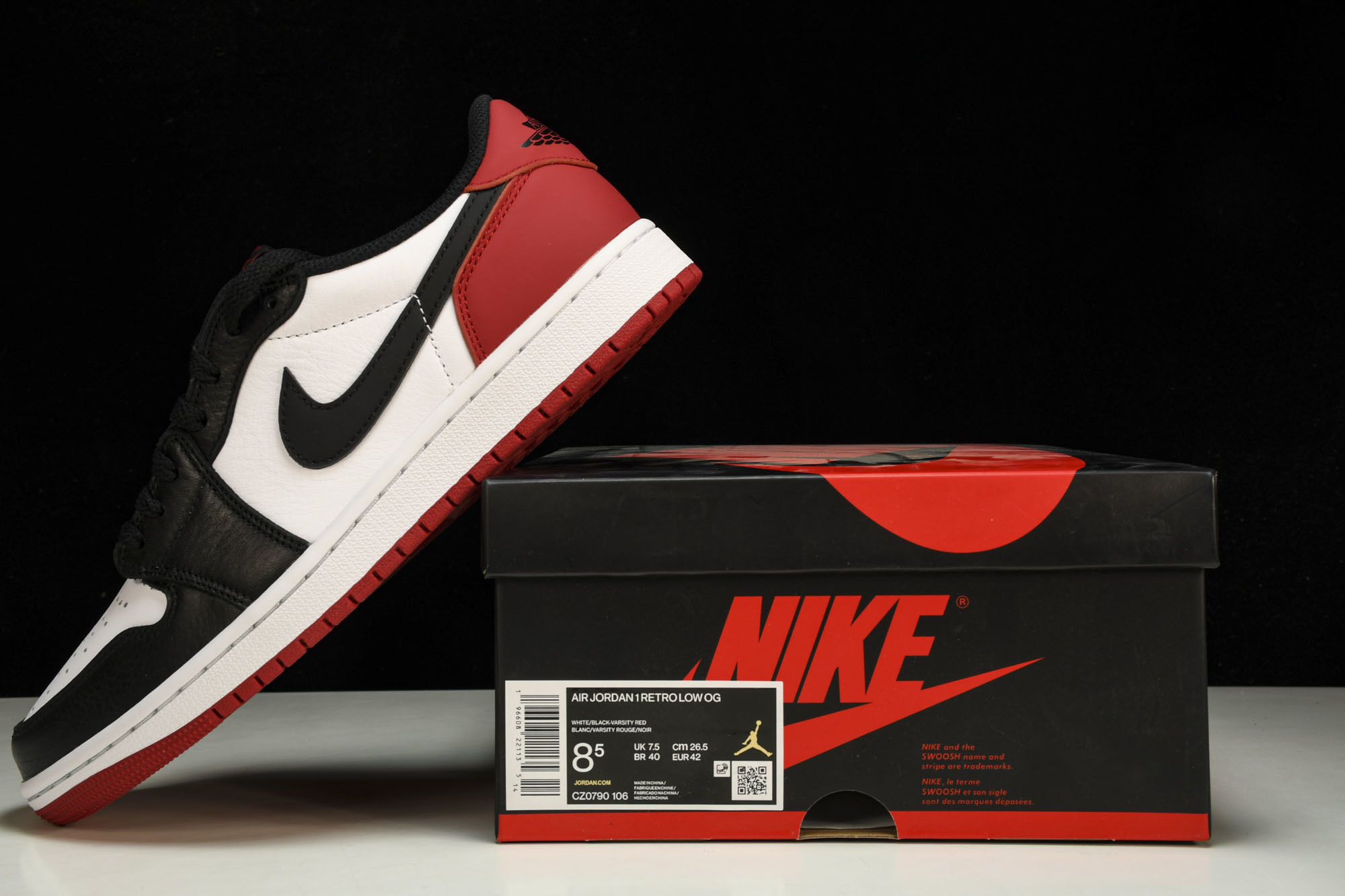 Air Jordan 1 Low OG“Black Toe”AJ1低帮黑脚趾 CZ0790-106 #Y