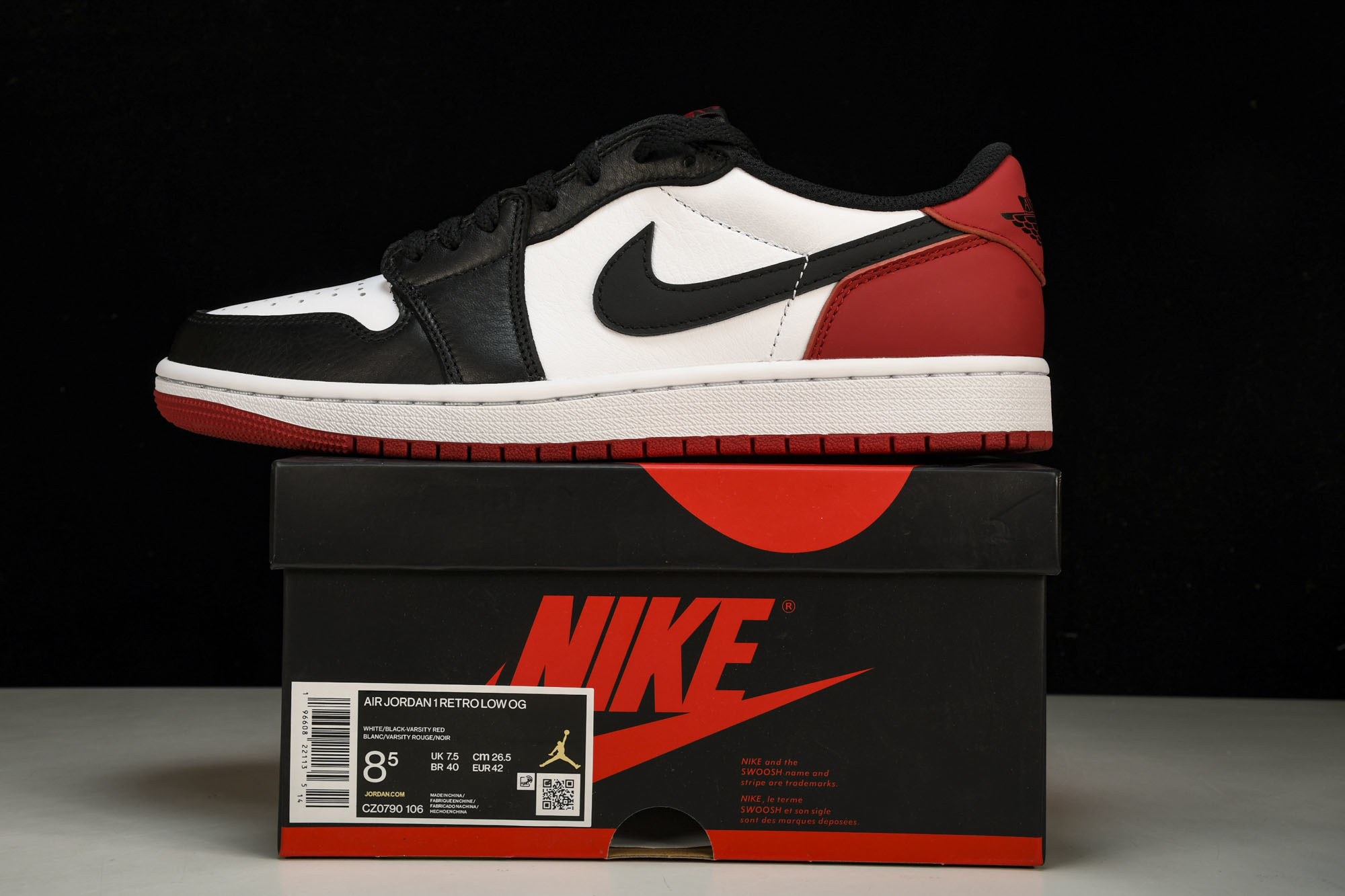Air Jordan 1 Low OG“Black Toe”AJ1低帮黑脚趾 CZ0790-106 #Y