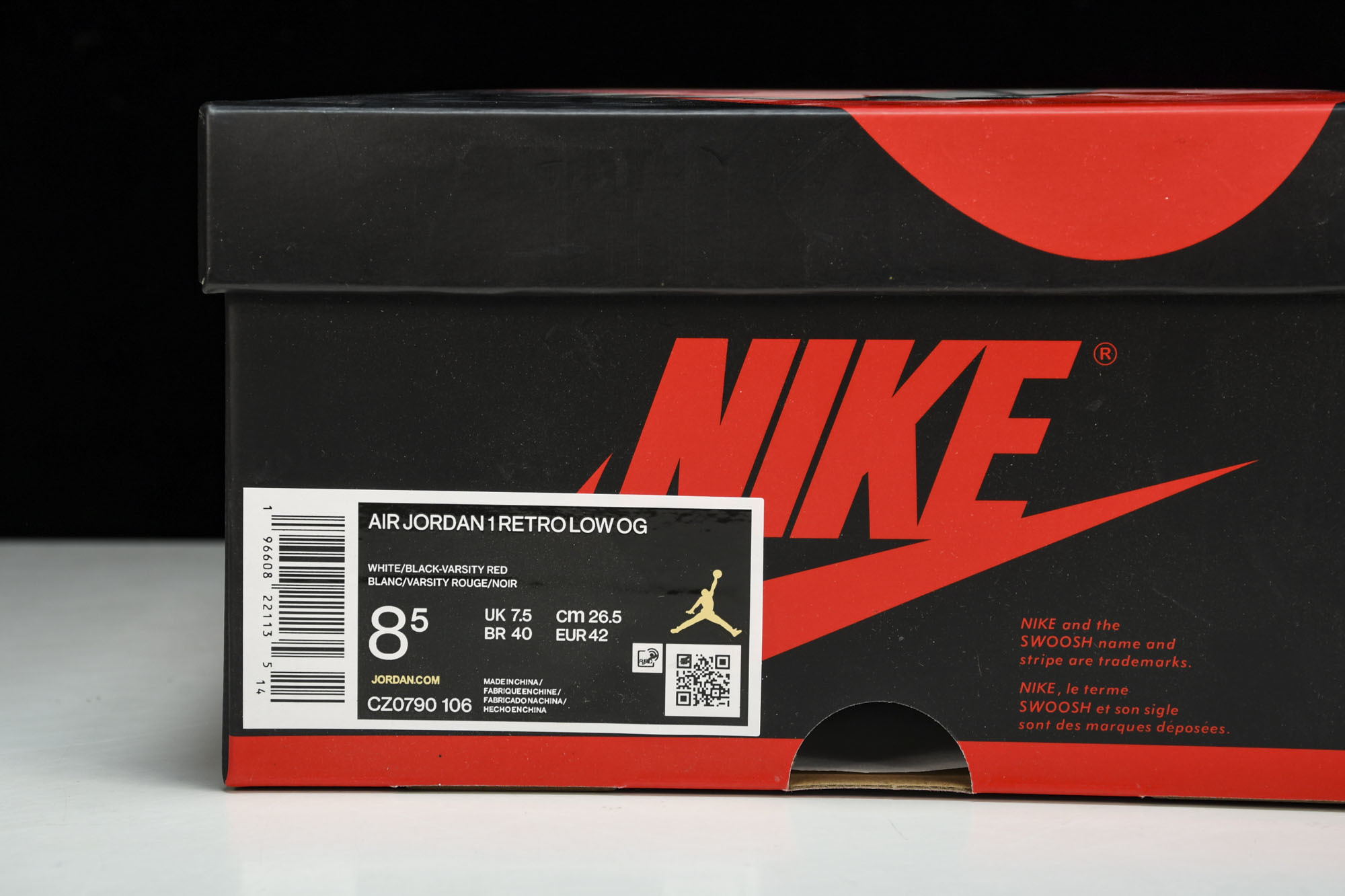 Air Jordan 1 Low OG“Black Toe”AJ1低帮黑脚趾 CZ0790-106 #Y