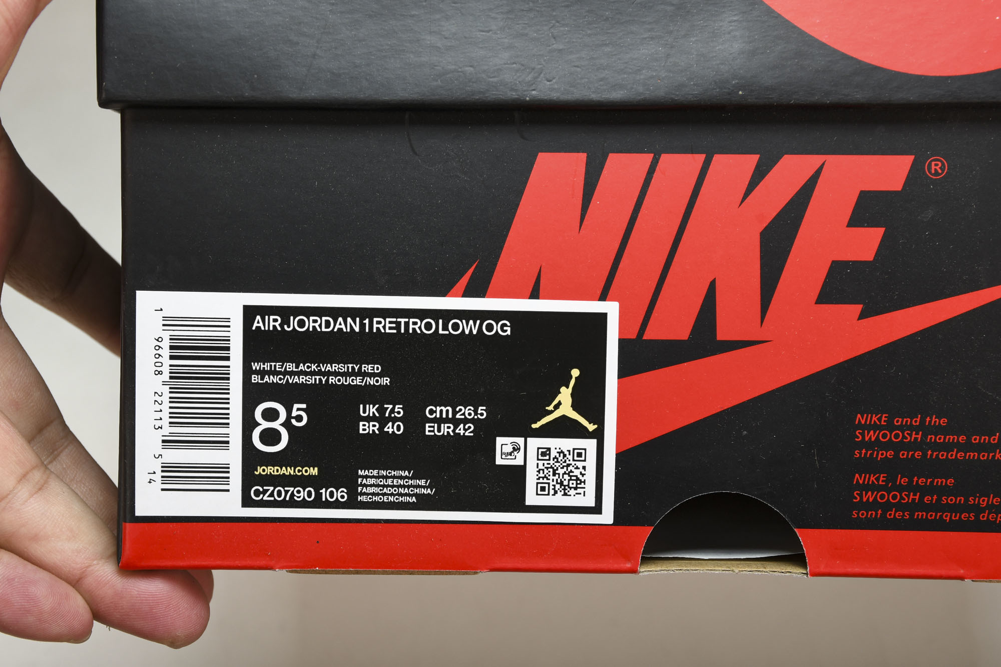 Air Jordan 1 Low OG“Black Toe”AJ1低帮黑脚趾 CZ0790-106 #Y
