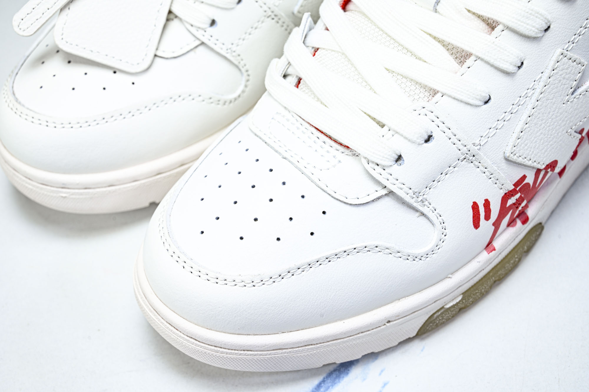 纯原 OFF-WHITE Out Of Office 白红涂鸦 箭头板鞋 小牛鞋休闲运动鞋 #YZ002