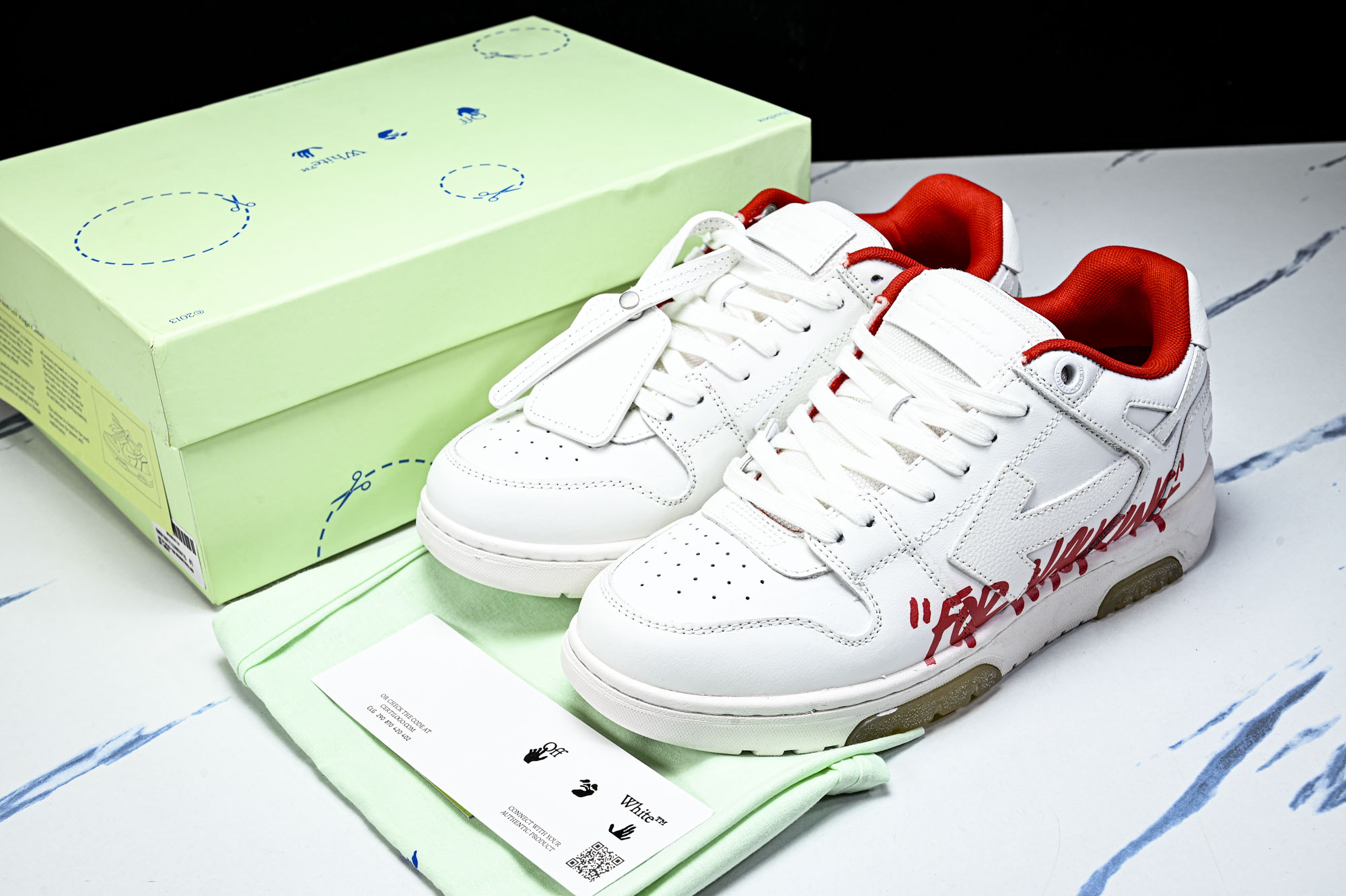 纯原 OFF-WHITE Out Of Office 白红涂鸦 箭头板鞋 小牛鞋休闲运动鞋 #YZ002