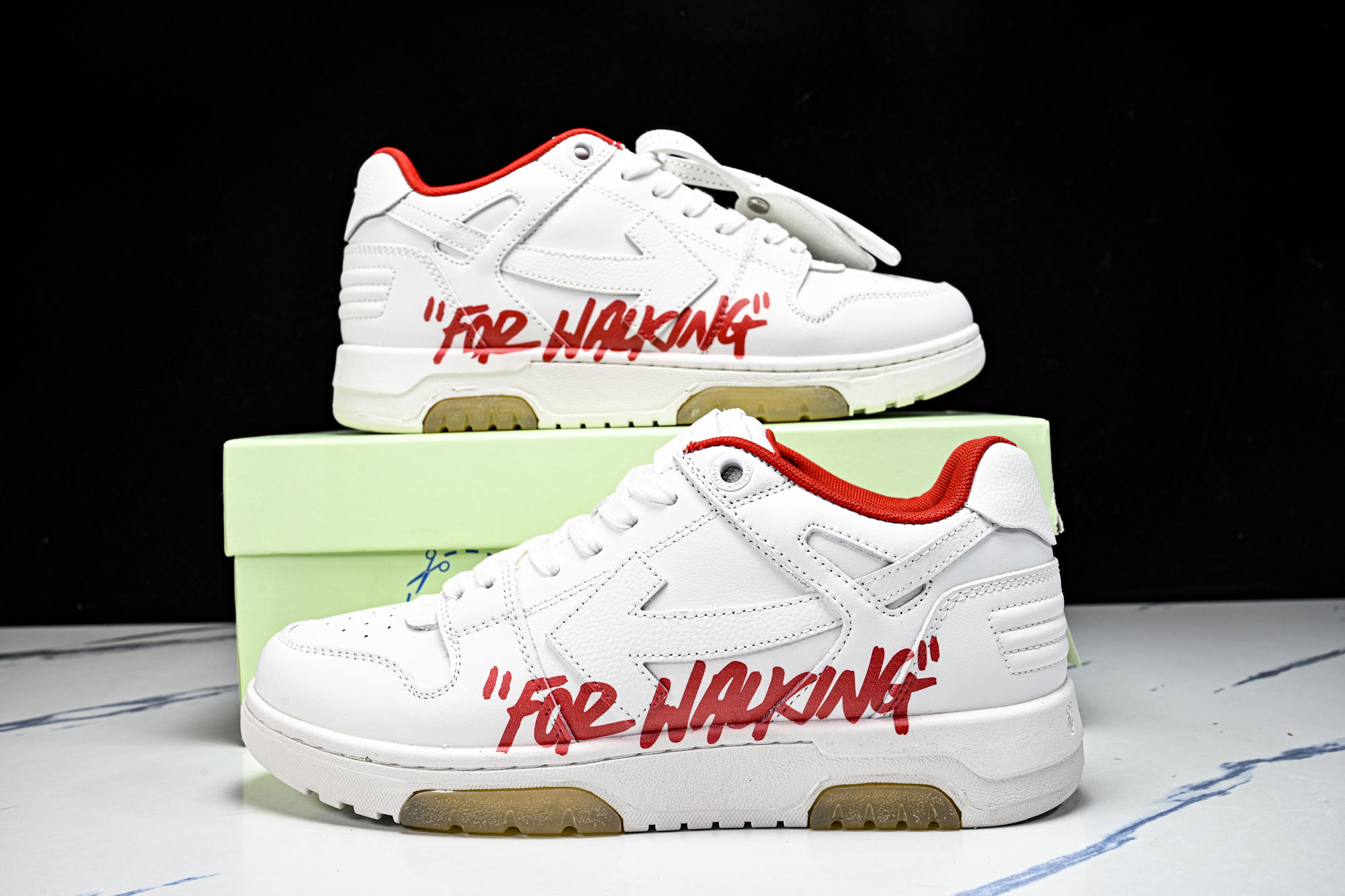 纯原 OFF-WHITE Out Of Office 白红涂鸦 箭头板鞋 小牛鞋休闲运动鞋 #YZ002
