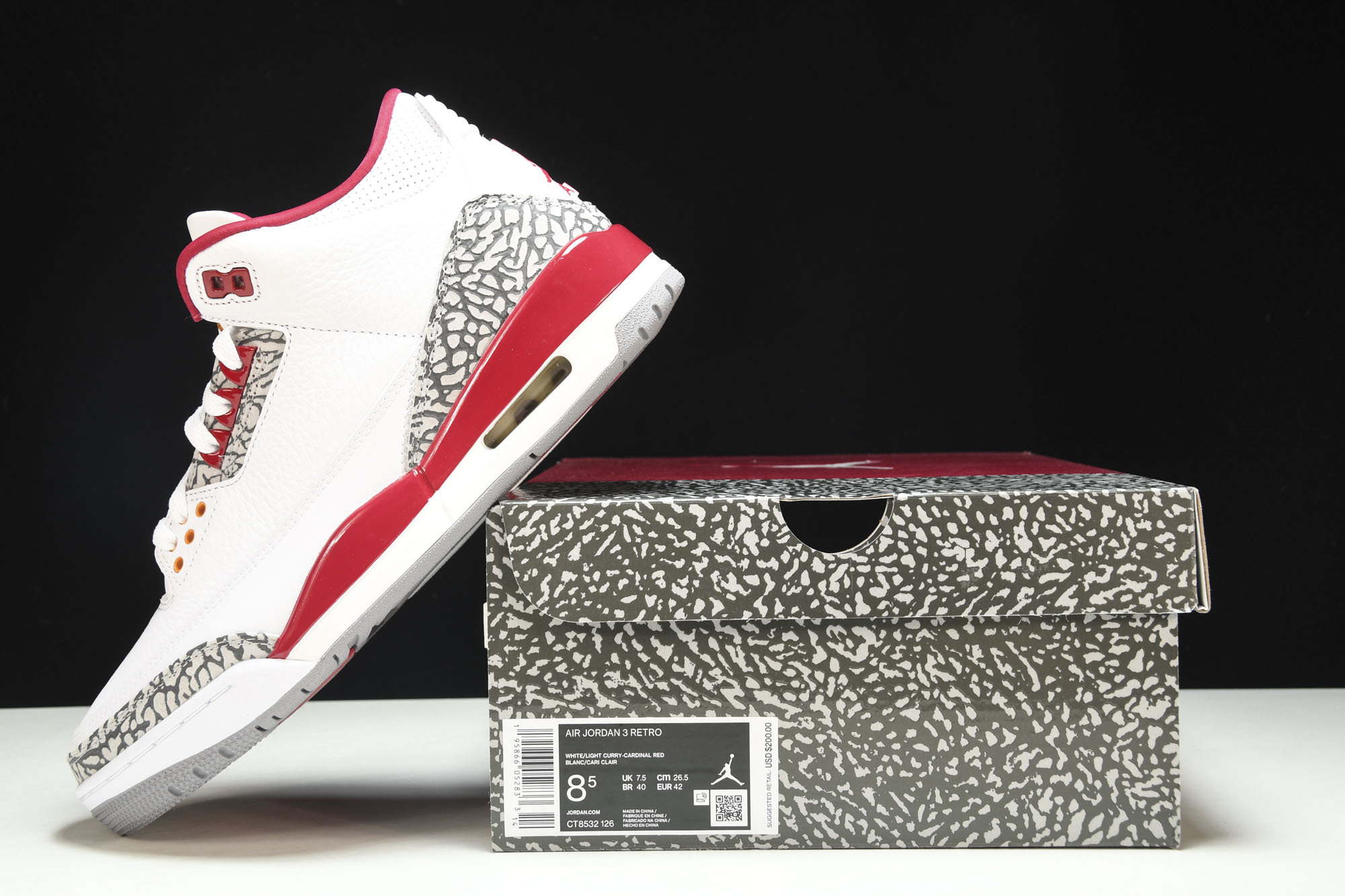 纯原Air Jordan 3 Retro“Cardinal Red”白酒红 红雀 CT8532-126 