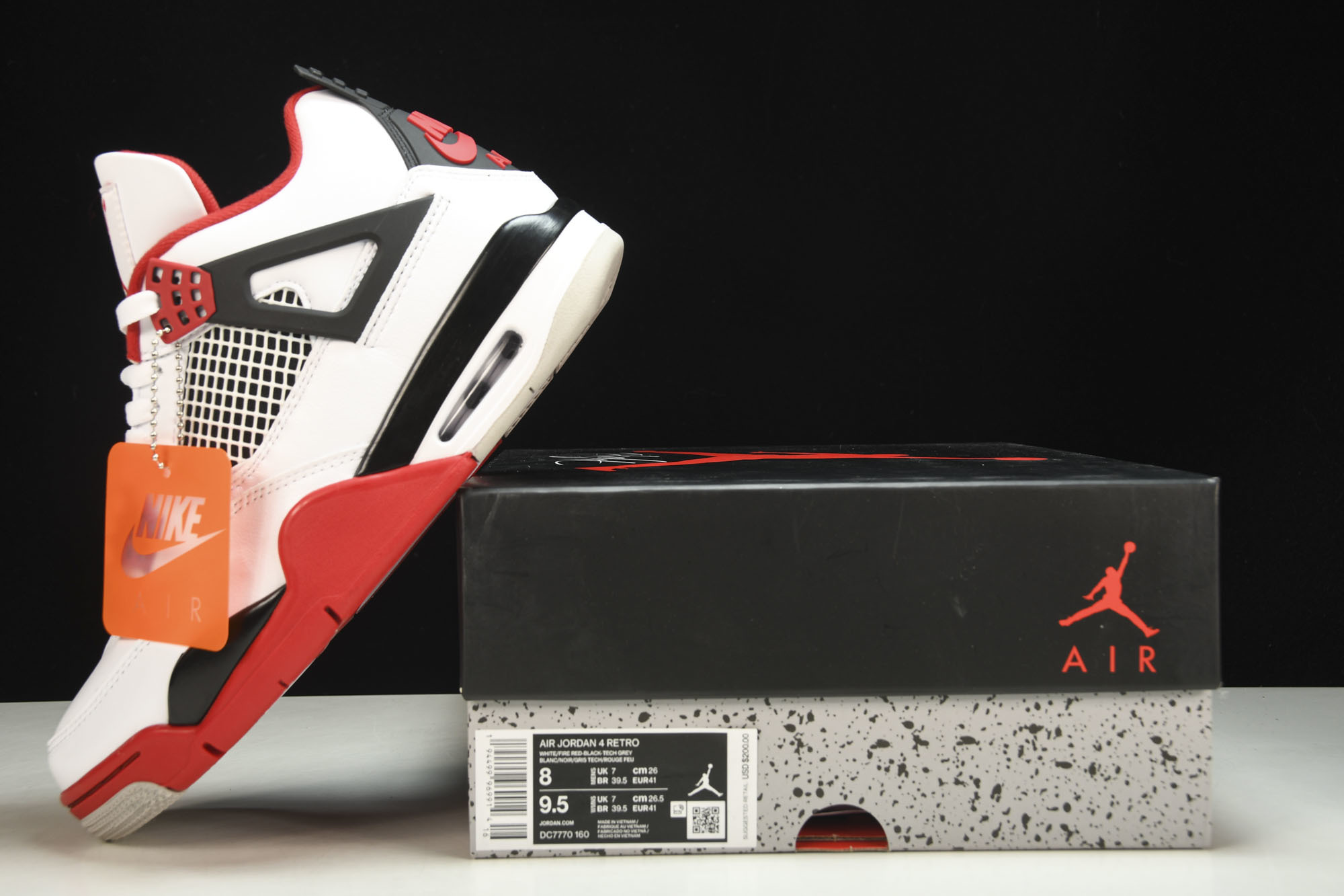 纯原Air Jordan 4 Fire Red AJ4 白红 火焰红 货号_DC7770-160 #YZ