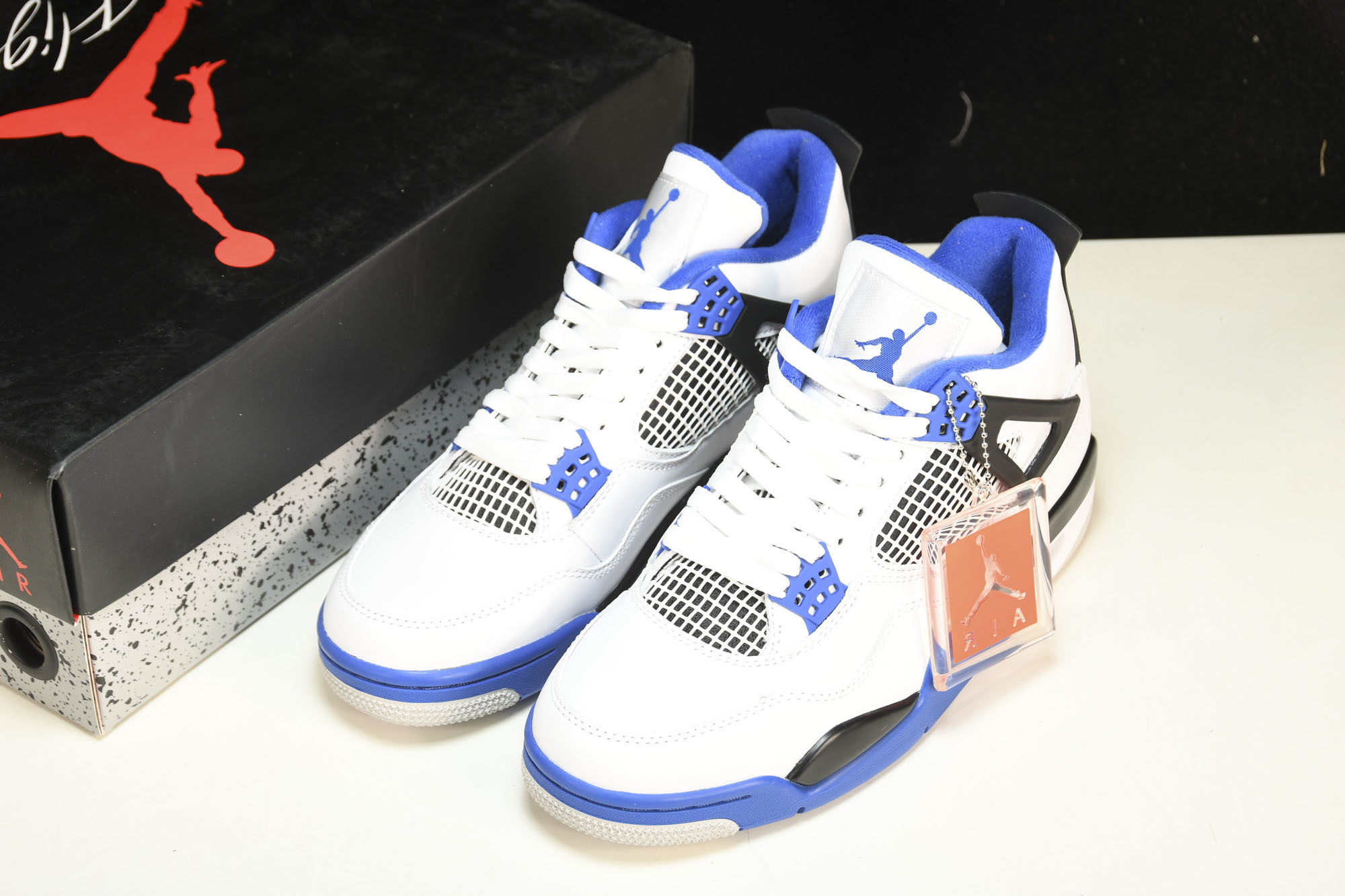 纯原Air Jordan 4 Motosports AJ4 赛车蓝 白蓝 -117 #YZ015✦原楦原