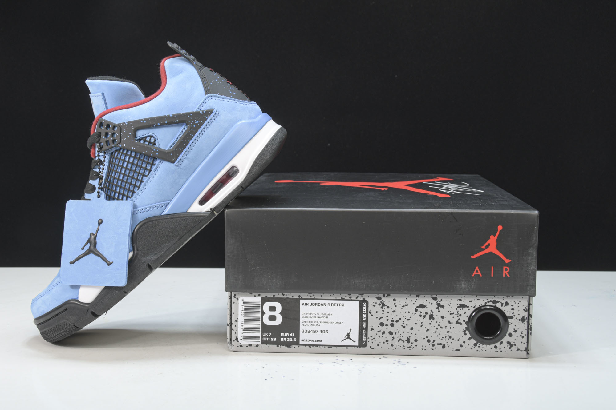 纯原Air Jordan 4 x Travis Scott AJ4 TS联名蓝麂皮 -406 #YZ01