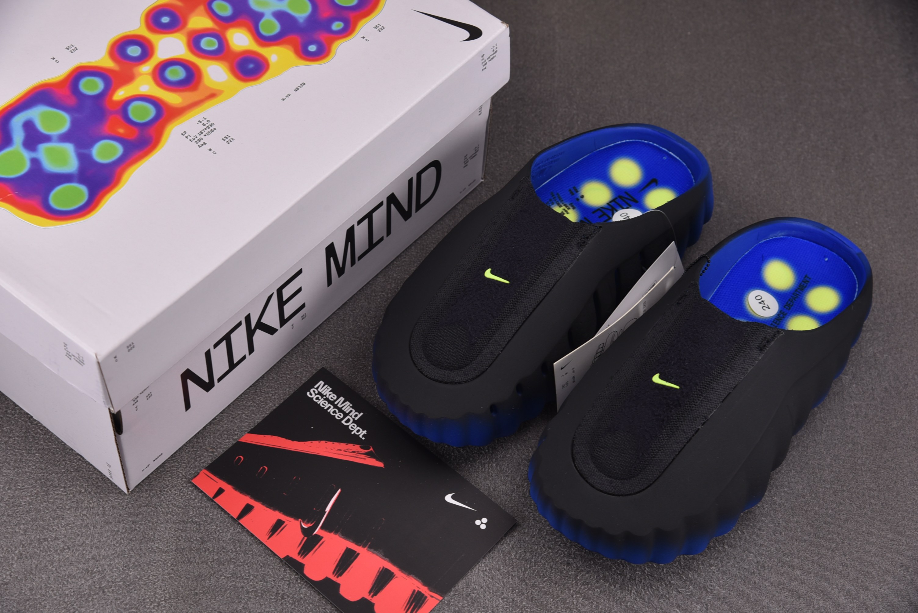 NK Mind 001 Flyknit Slide Hyper Royal Black 黑蓝绿 IR21