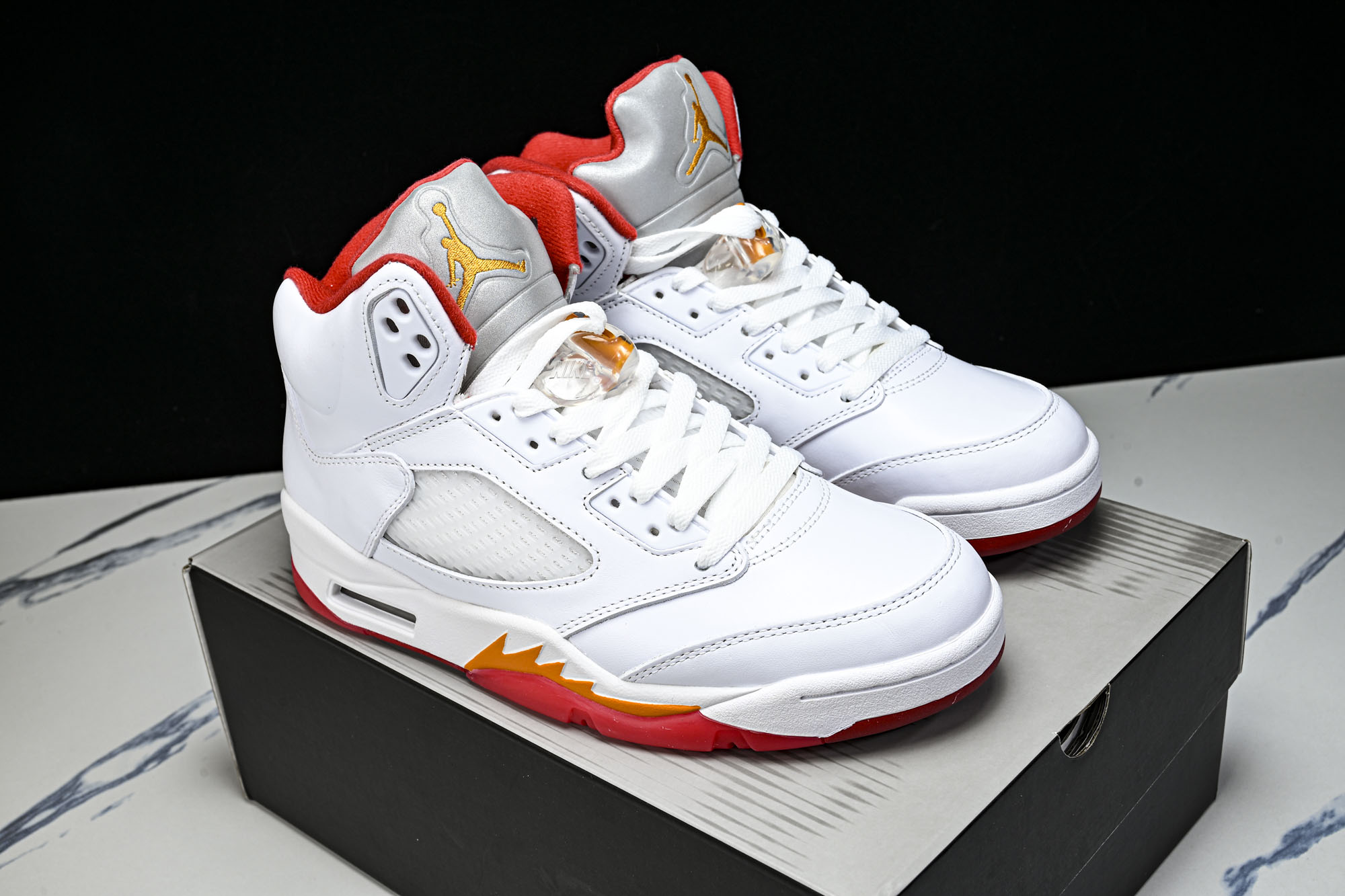 纯原Air Jordan 5 Retro _Sunset_ AJ5 乔5白橙红 IV5678-102  #YZ015 大
