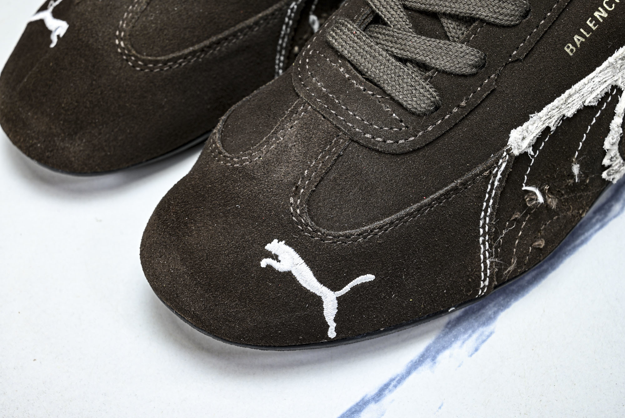 纯原 PUMA_彪马 x Balenciaga巴黎世家 Speedcat 牛皮绒面革 圆头做旧 WSDSD2910  #
