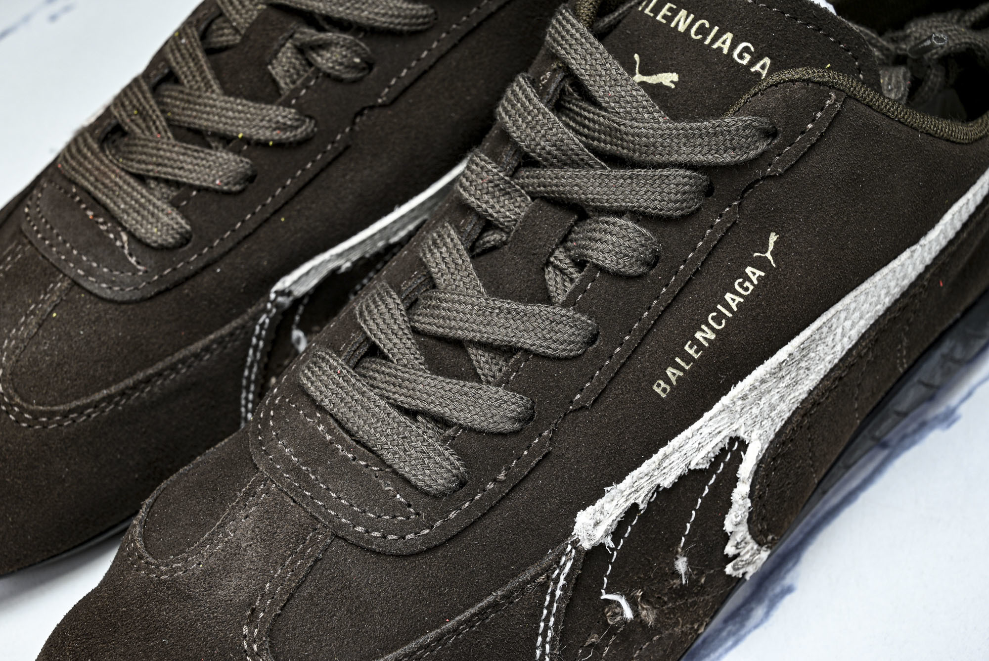 纯原 PUMA_彪马 x Balenciaga巴黎世家 Speedcat 牛皮绒面革 圆头做旧 WSDSD2910  #