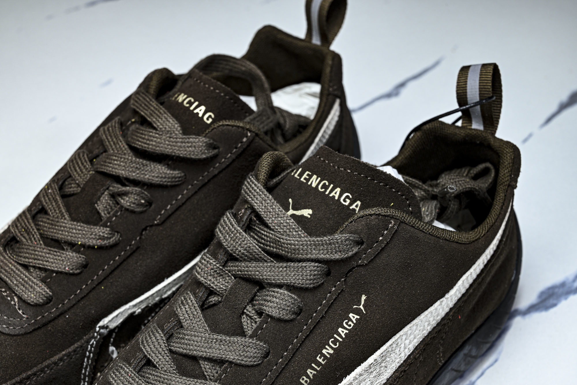 纯原 PUMA_彪马 x Balenciaga巴黎世家 Speedcat 牛皮绒面革 圆头做旧 WSDSD2910  #