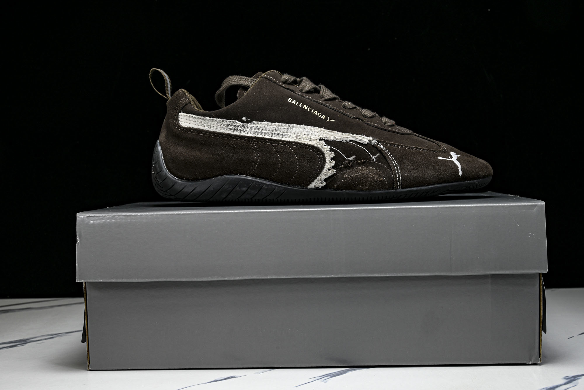 纯原 PUMA_彪马 x Balenciaga巴黎世家 Speedcat 牛皮绒面革 圆头做旧 WSDSD2910  #