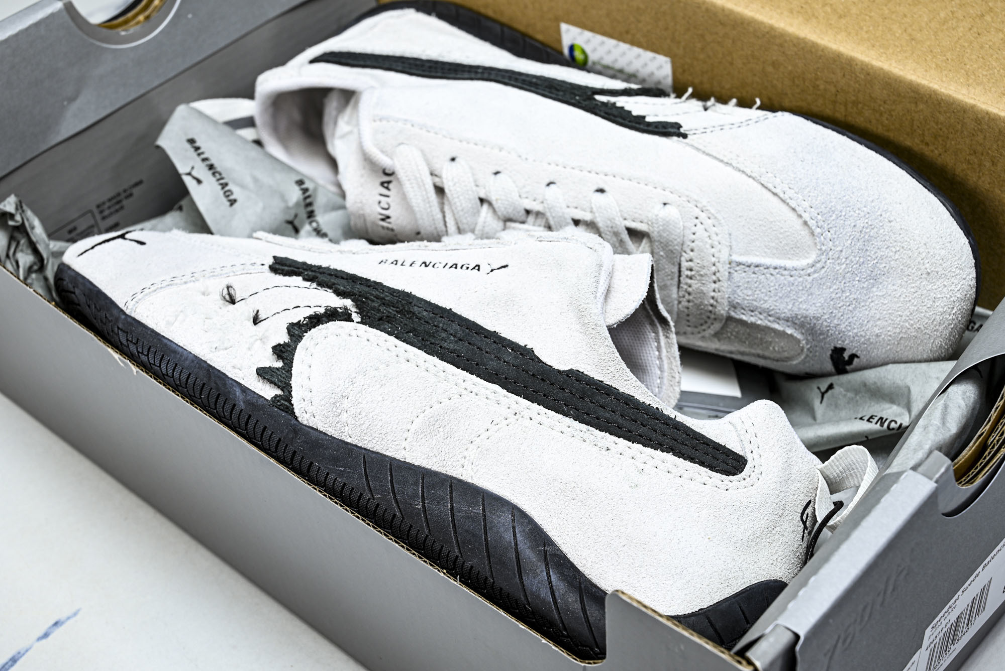 纯原 PUMA_彪马 x Balenciaga巴黎世家 Speedcat 牛皮绒面革 圆头做旧 WSDSD9010  #