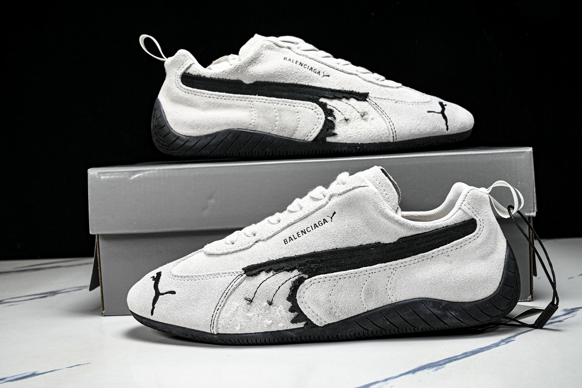 纯原 PUMA_彪马 x Balenciaga巴黎世家 Speedcat 牛皮绒面革 圆头做旧 WSDSD9010  #