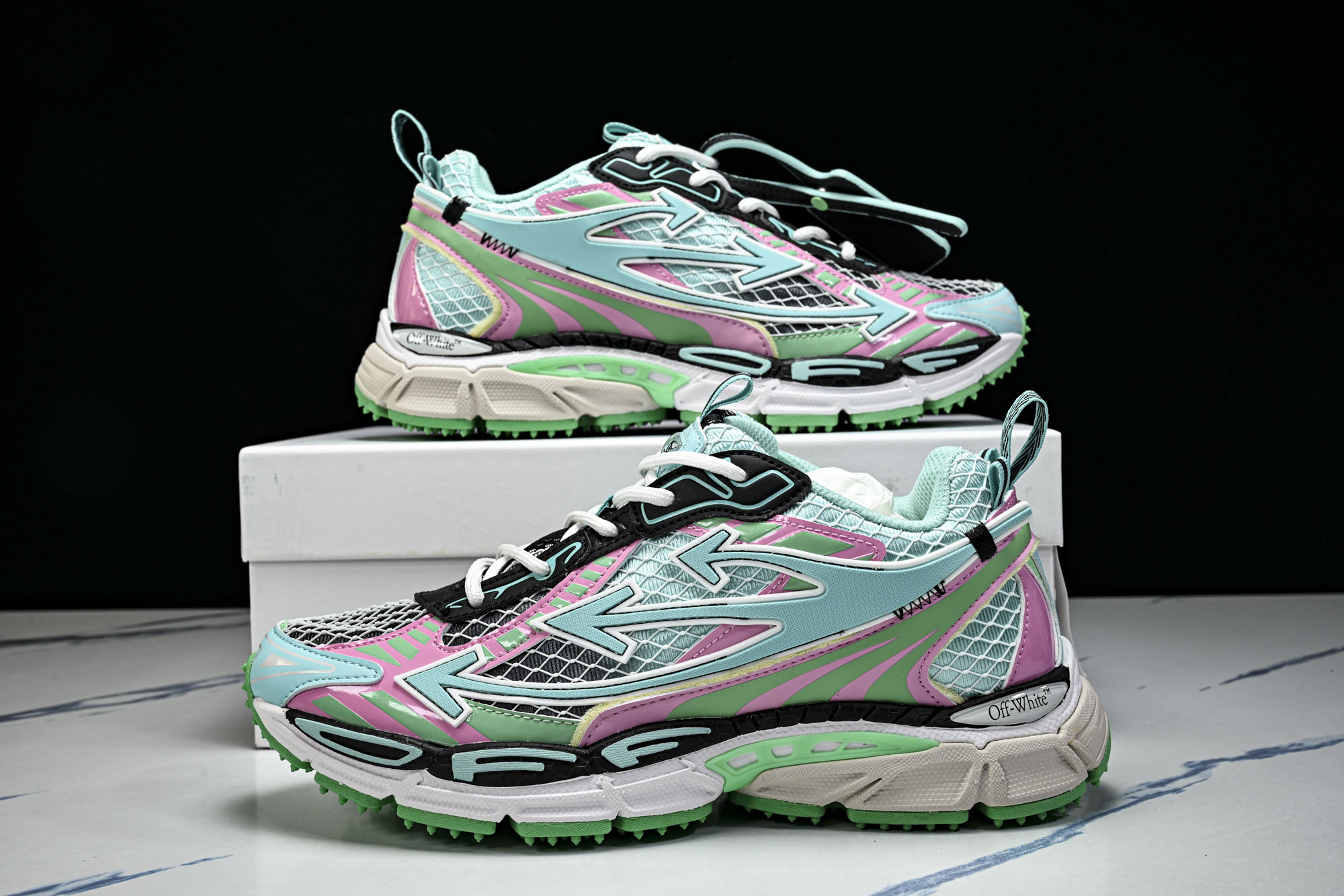 【纯原】OFF WHITE 黑白三箭头登山厚底老爹鞋增高男女运动休闲鞋 #YZ002 #穿上off--White Rig