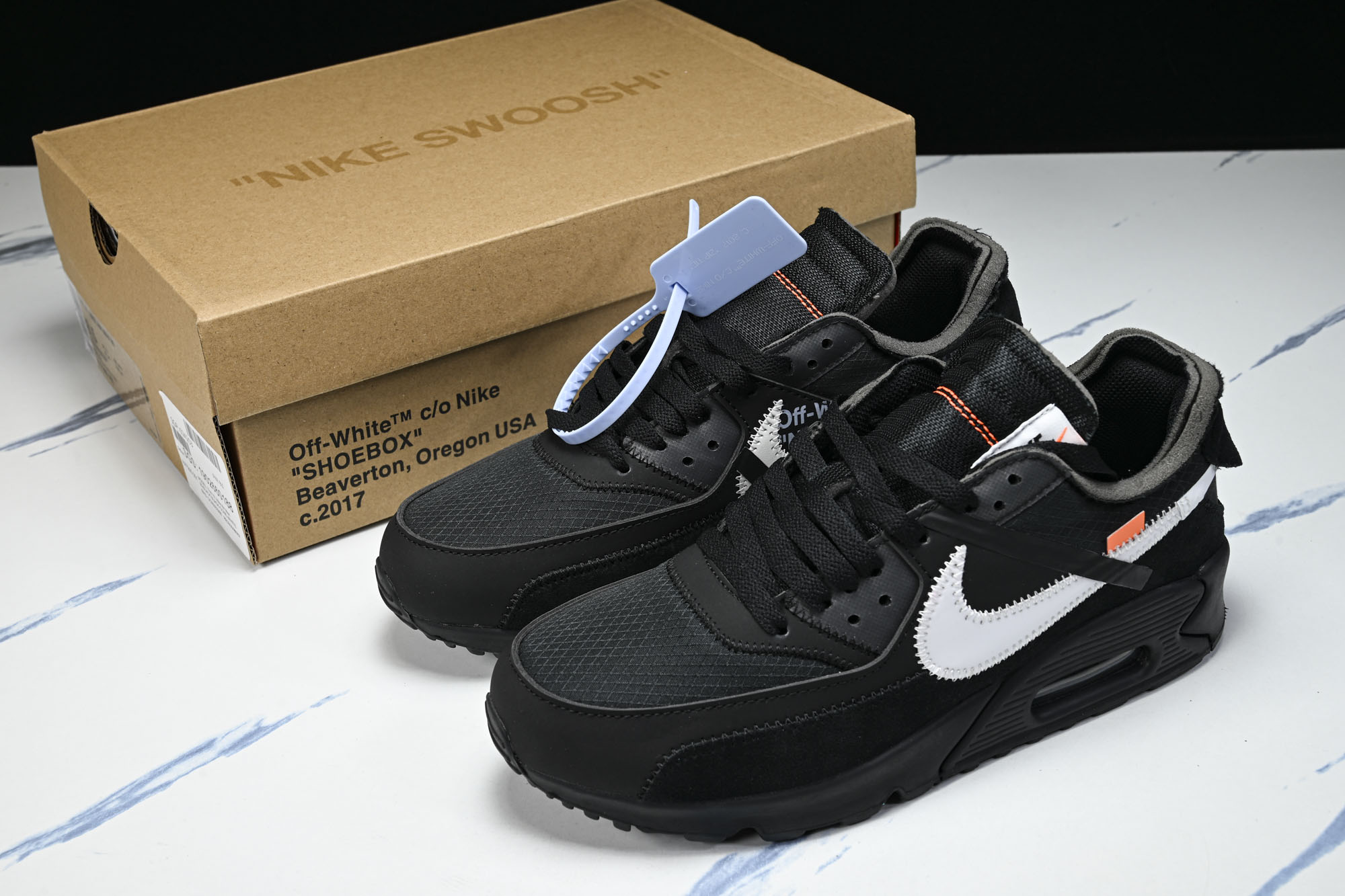 Off-White x NK Air Max 90 OW限量联名跑鞋 黑色白勾 AA7293-001 #YZ013 36 Off-White x NK Air Max 90 OW限量联名跑鞋 黑色白勾 AA7293-001 #YZ013 36