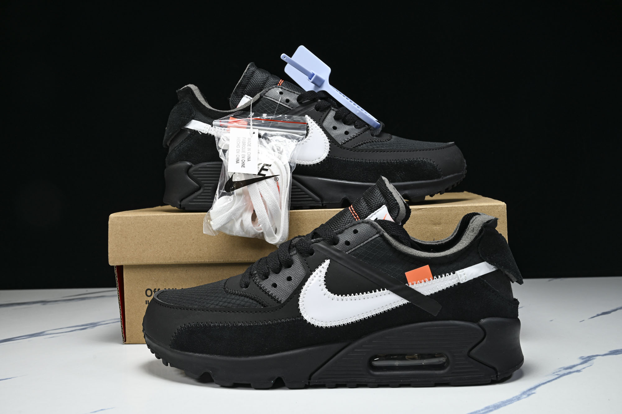 Off-White x NK Air Max 90 OW限量联名跑鞋 黑色白勾 AA7293-001 #YZ013 36 Off-White x NK Air Max 90 OW限量联名跑鞋 黑色白勾 AA7293-001 #YZ013 36