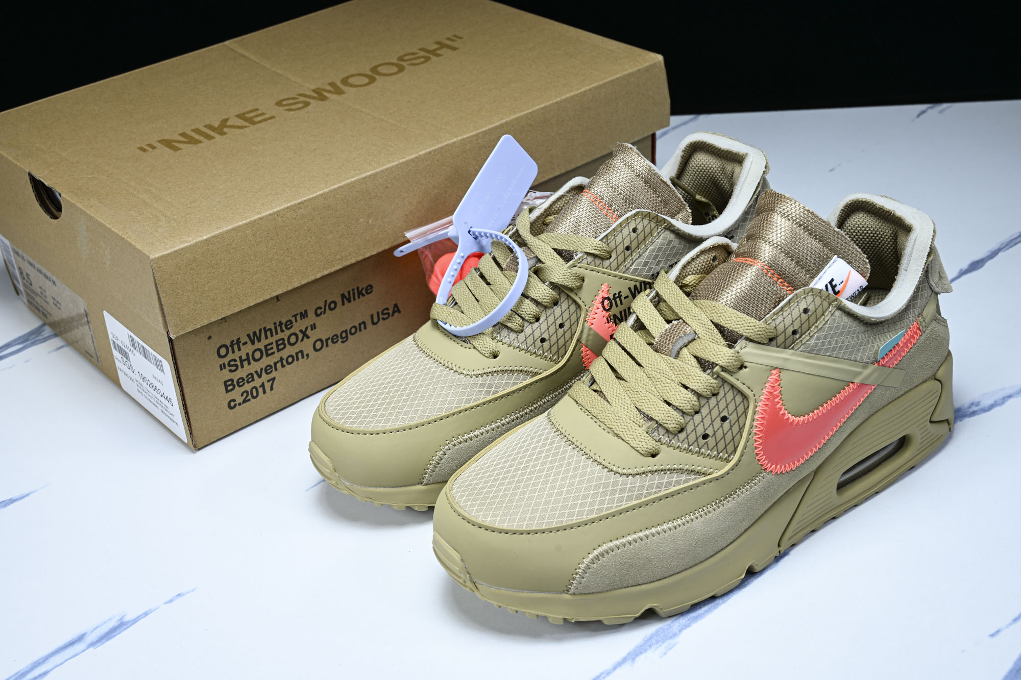 OW x NK Air Max 90 OW联名 沙漠黄 AA7293-200 #YZ013 36 36.5 37.5 3