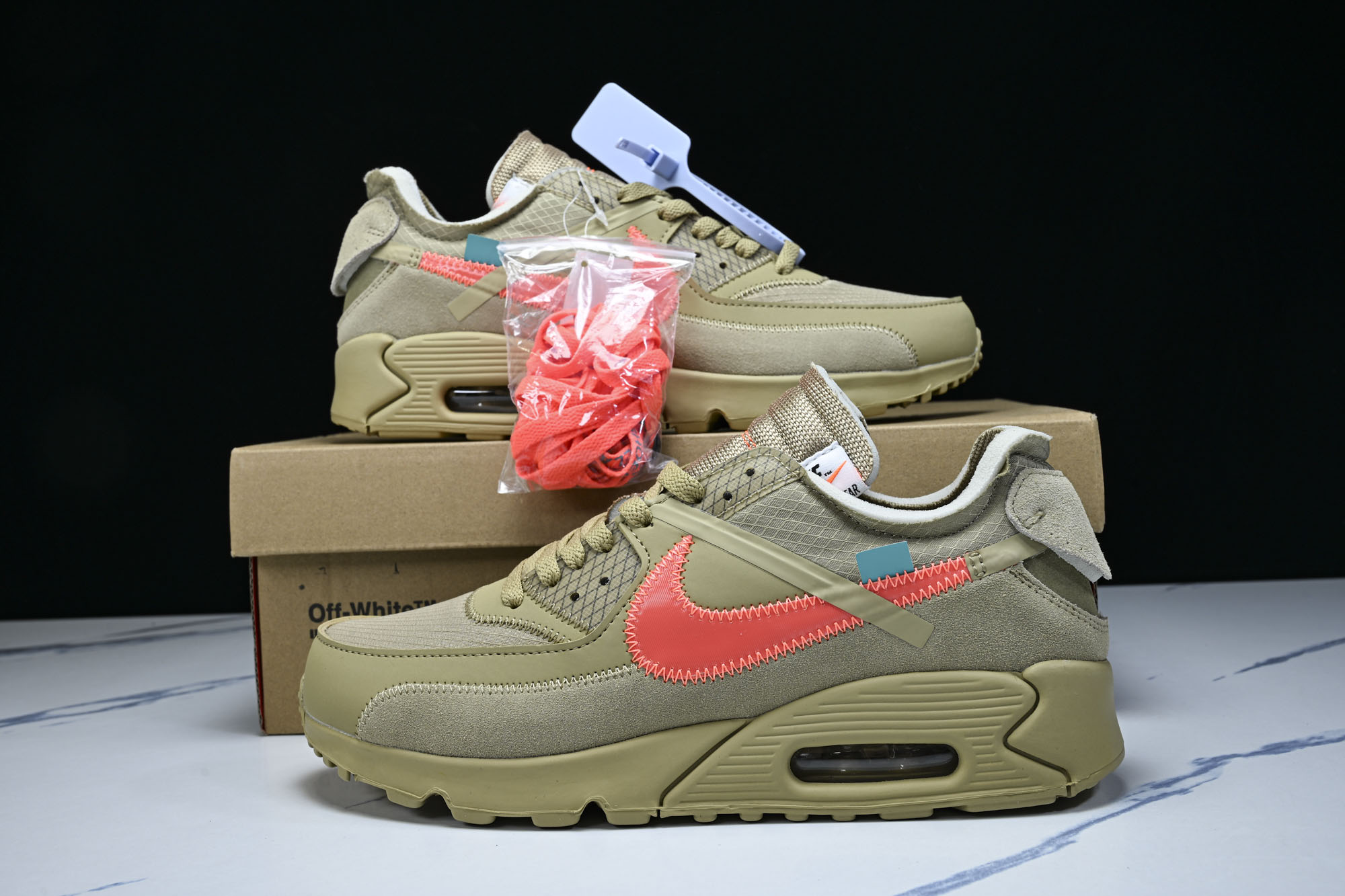 OW x NK Air Max 90 OW联名 沙漠黄 AA7293-200 #YZ013 36 36.5 37.5 3