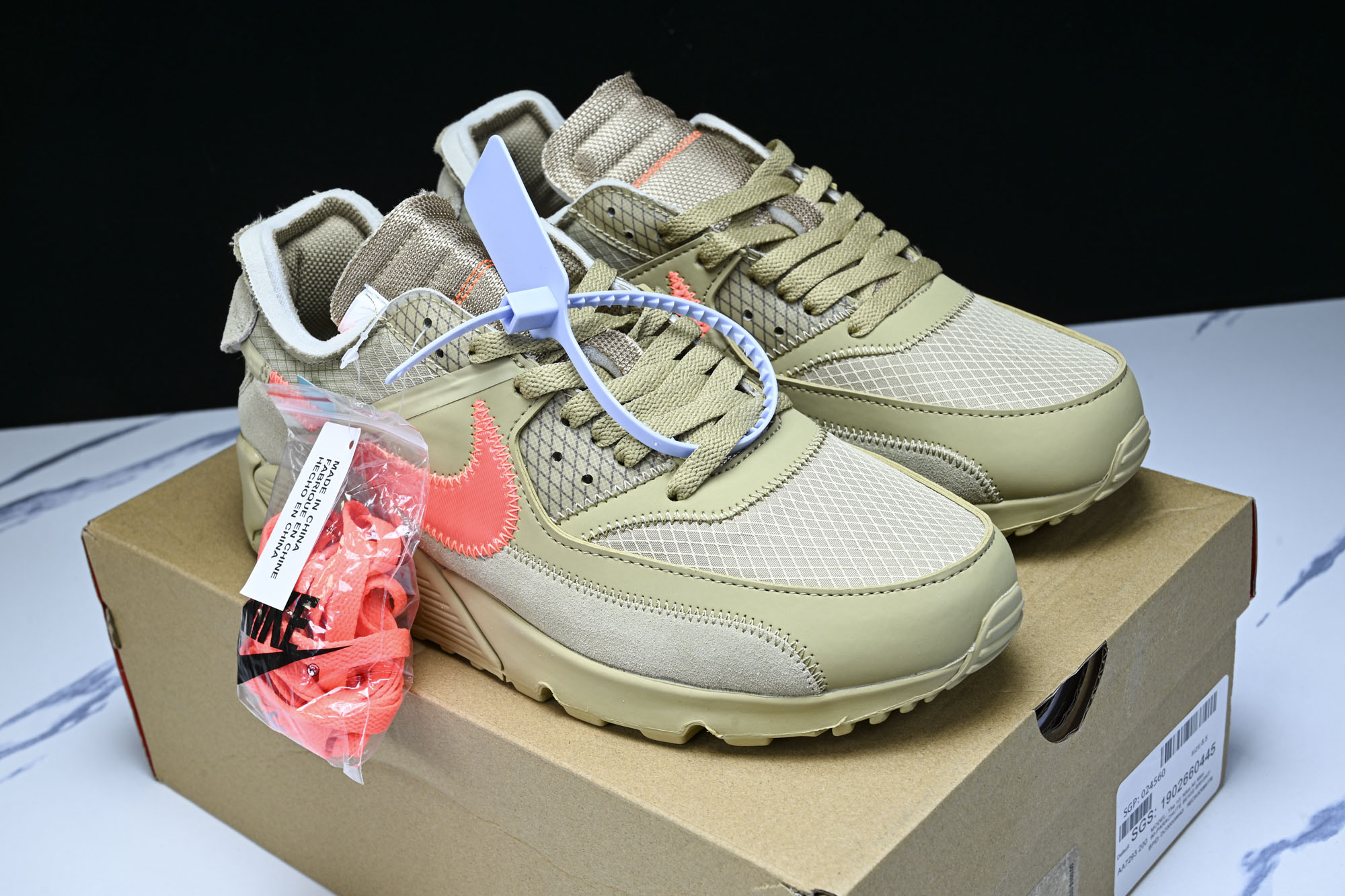 OW x NK Air Max 90 OW联名 沙漠黄 AA7293-200 #YZ013 36 36.5 37.5 3