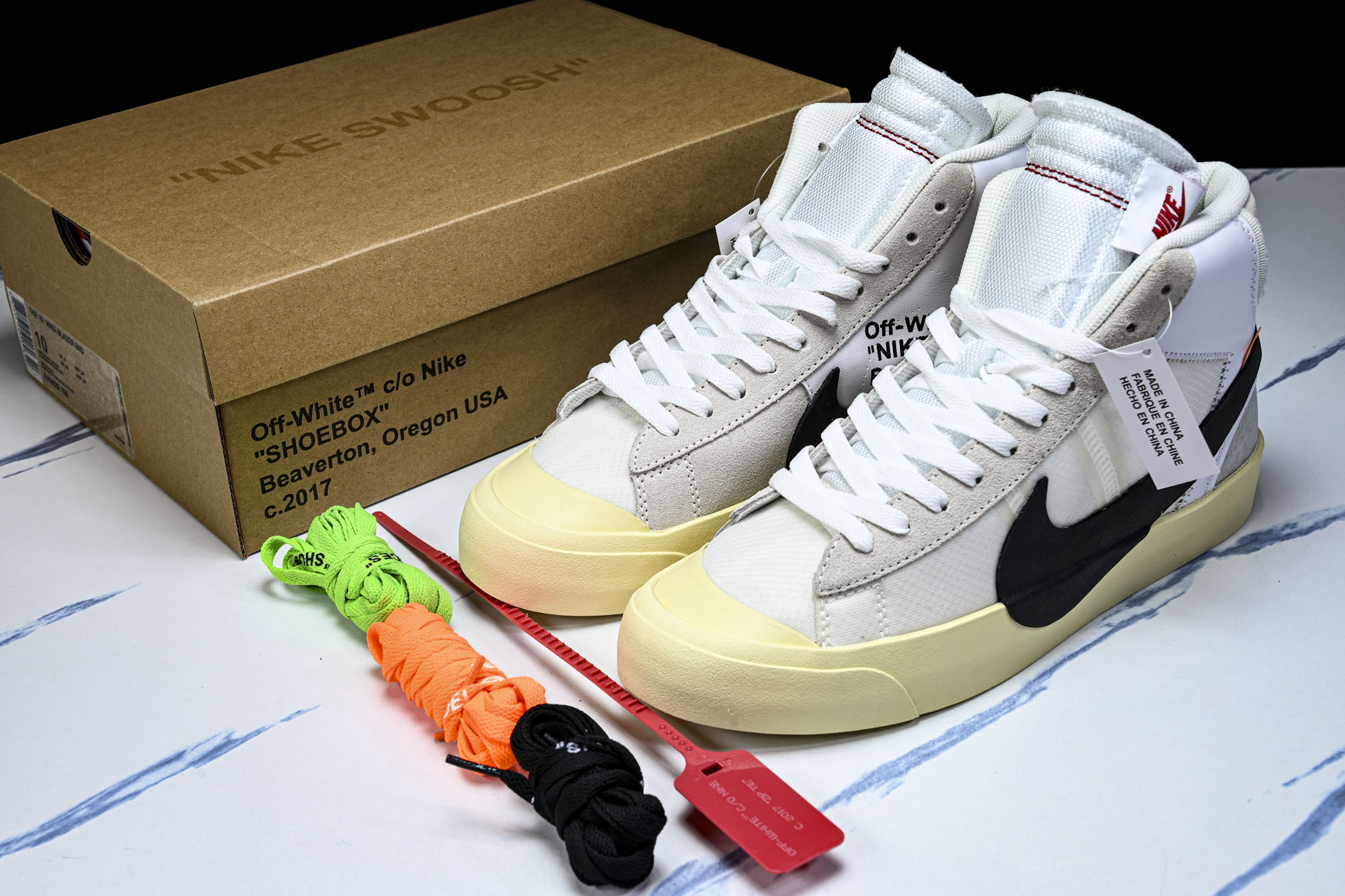 OW X NK Blazer Mid OW联名开拓者复古超限量滑板鞋 AA3832-100 #YZ013 40 40.5