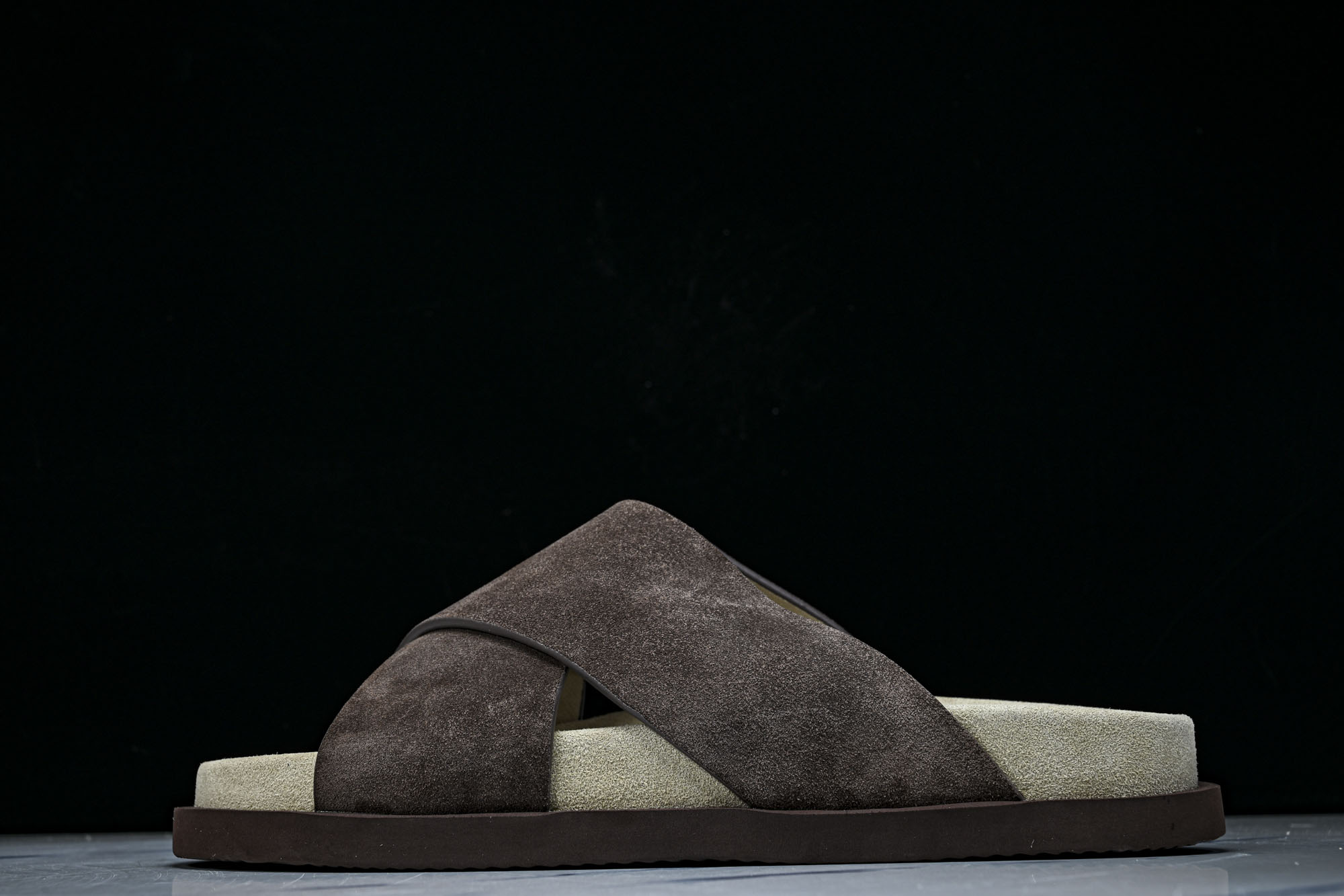 Brunello Cucinelli 七夕礼物春夏系列 男士绒面革交叉凉拖鞋_2V #YZ006 尺码:39 40 41