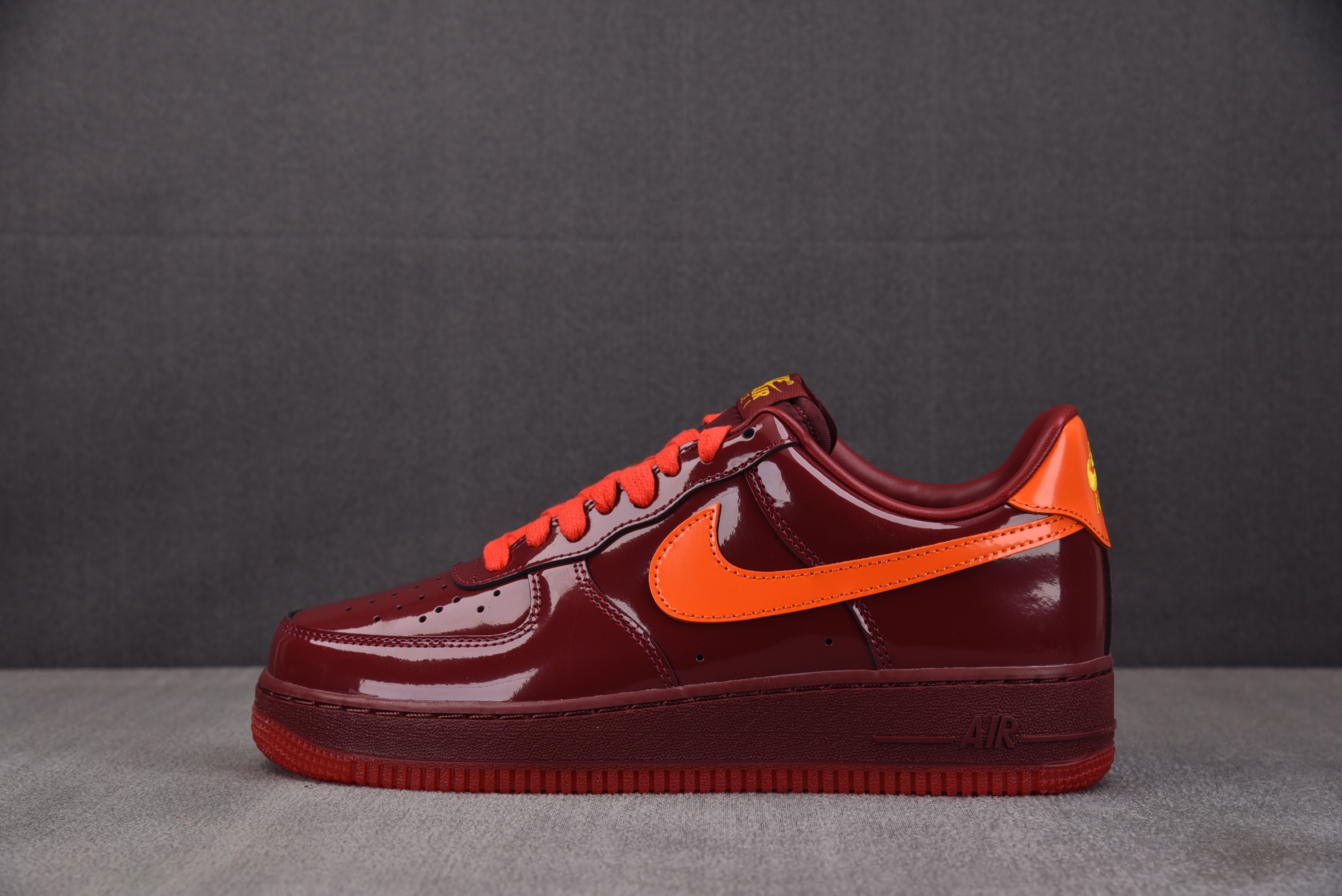 NK Air Force 1 Low Patent Leather Dark Team Red Safety Orang