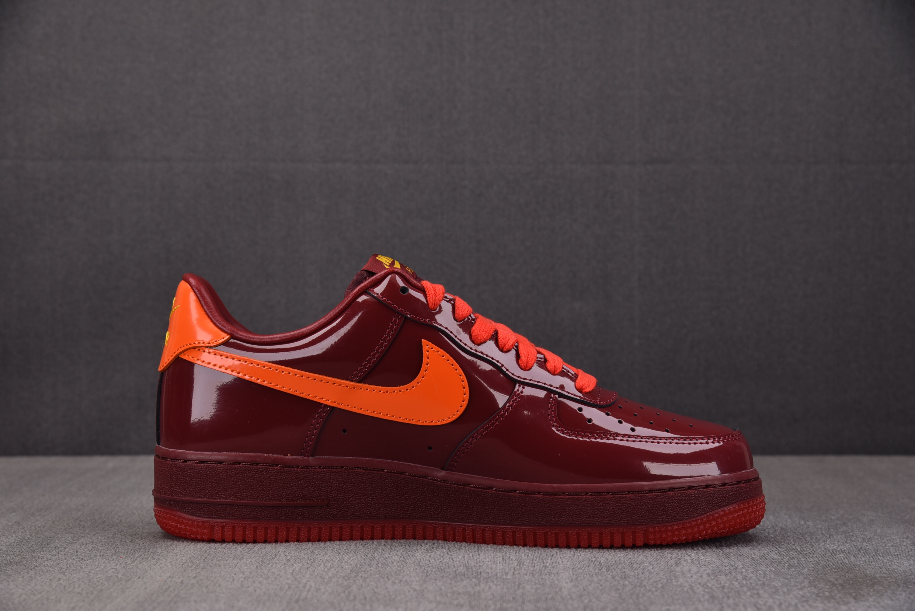 NK Air Force 1 Low Patent Leather Dark Team Red Safety Orang