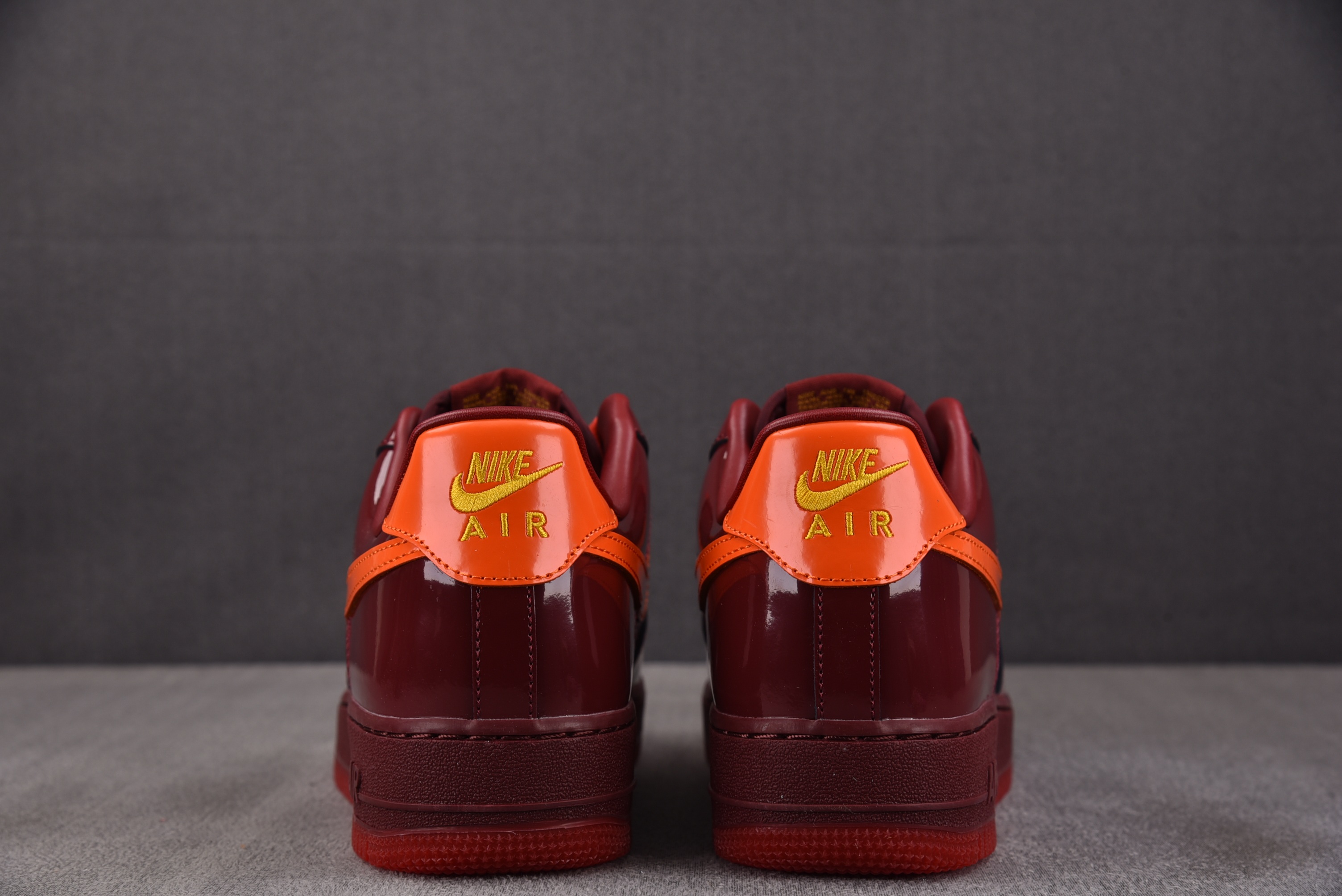 NK Air Force 1 Low Patent Leather Dark Team Red Safety Orang