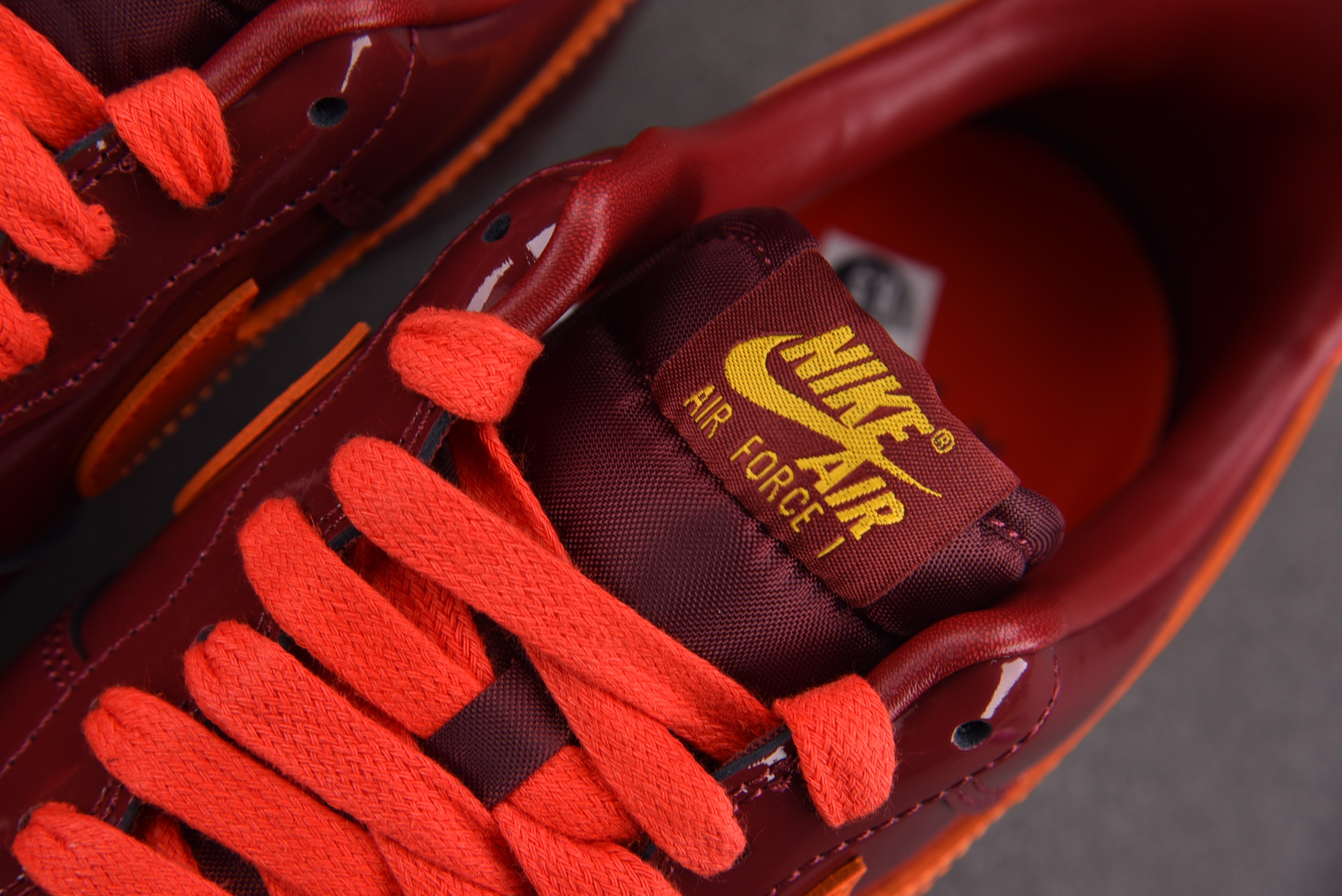 NK Air Force 1 Low Patent Leather Dark Team Red Safety Orang