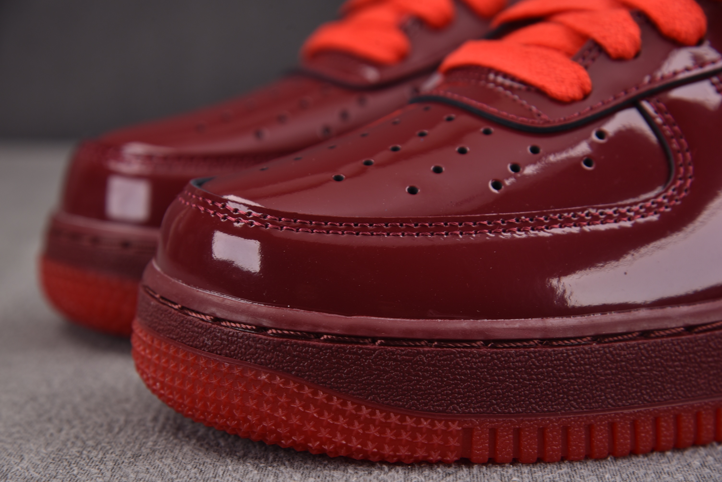 NK Air Force 1 Low Patent Leather Dark Team Red Safety Orang