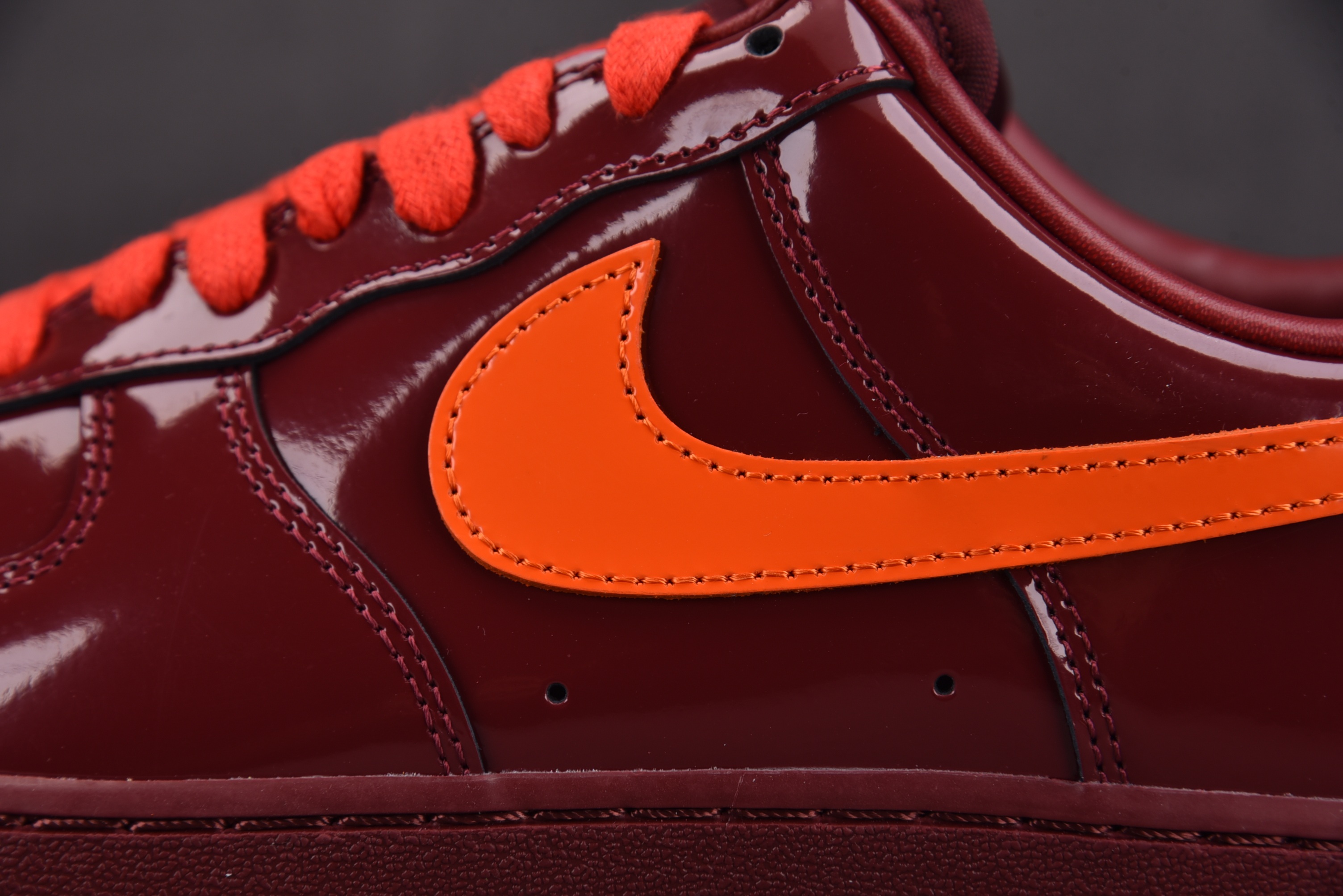 NK Air Force 1 Low Patent Leather Dark Team Red Safety Orang