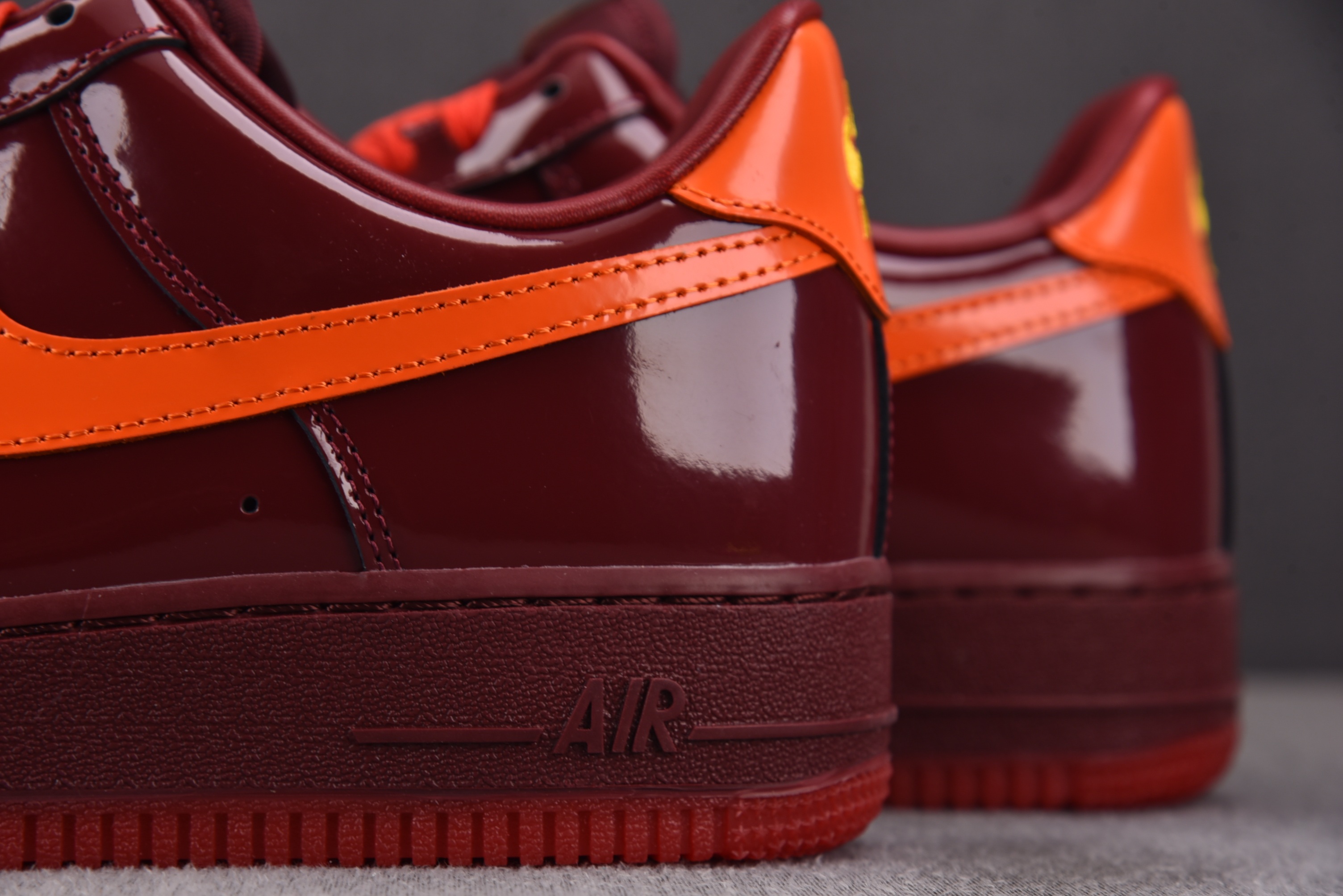NK Air Force 1 Low Patent Leather Dark Team Red Safety Orang