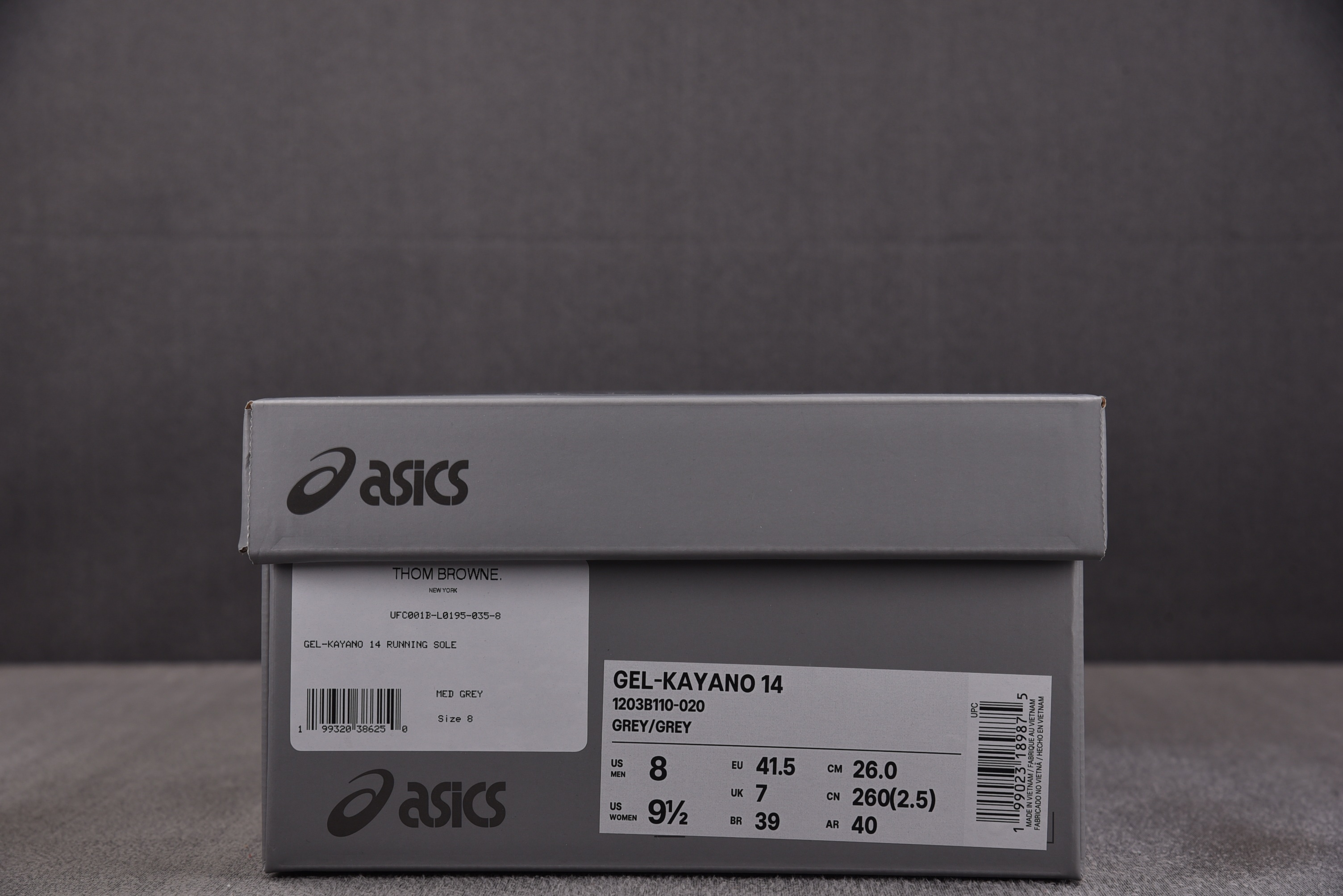 ASICS Gel-Kayano 14 Thom Browne Grey 灰色 1203B110-020 #YZ027 